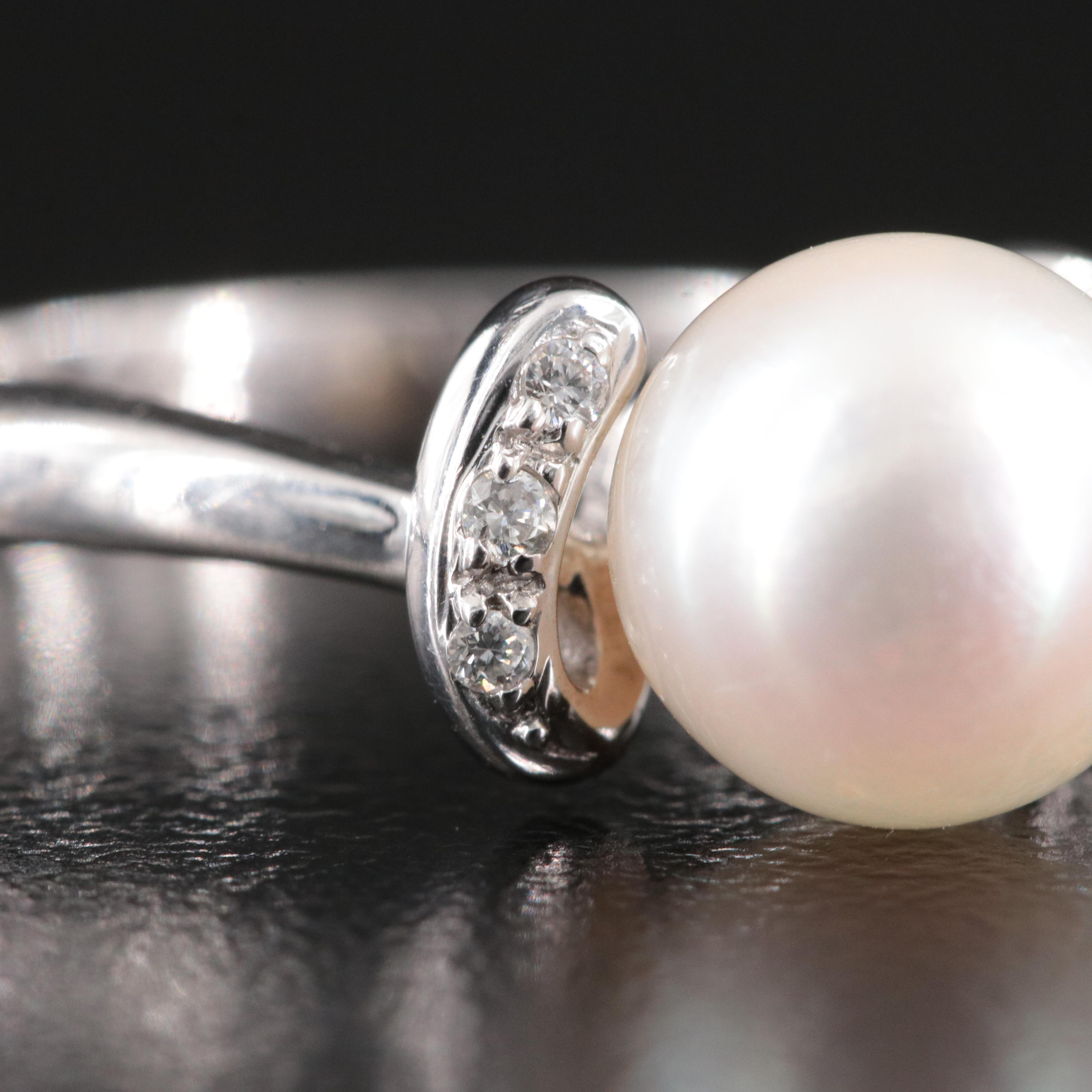 14K Pearl and Diamond Ring