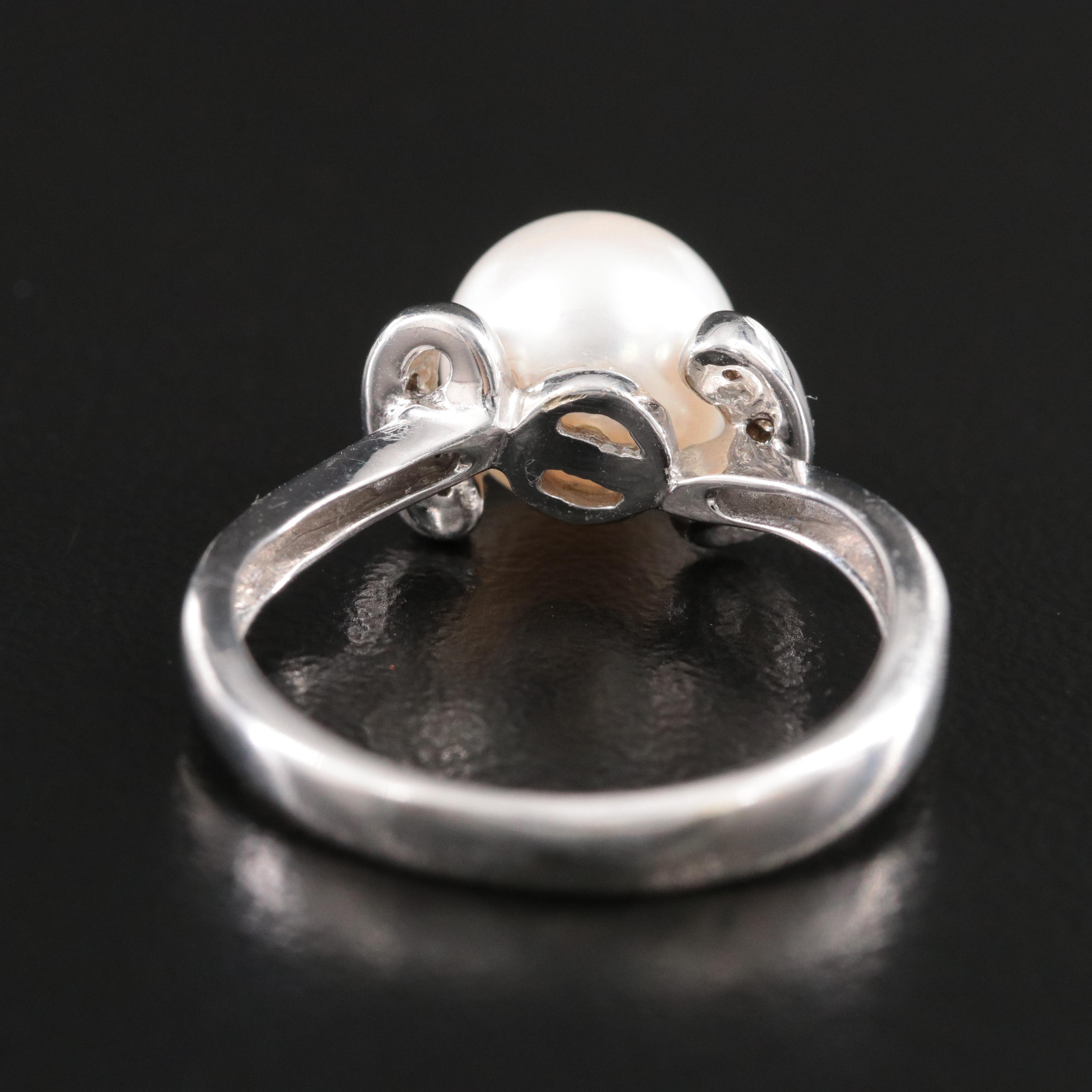14K Pearl and Diamond Ring