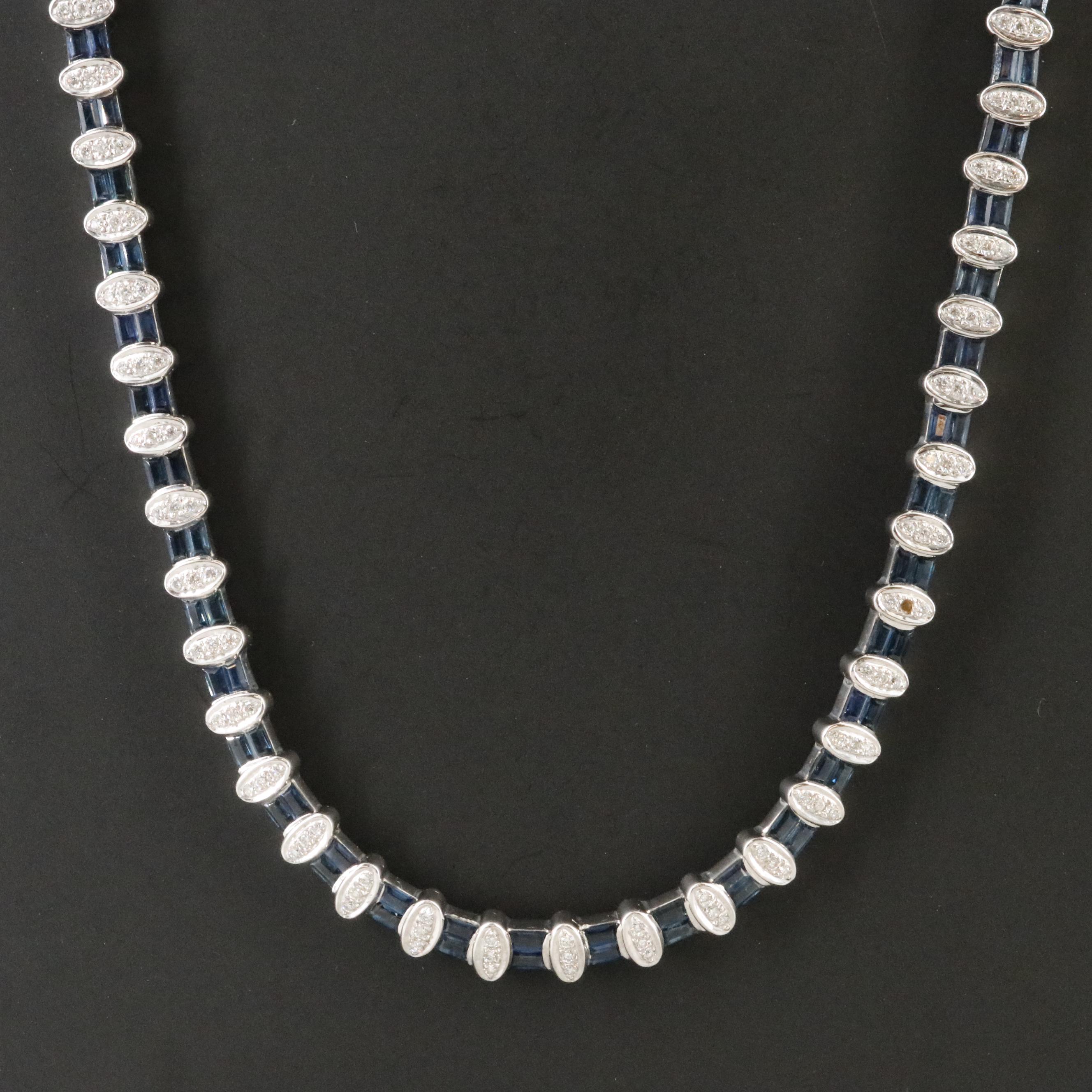 18K 1.07 CTW Diamond and Sapphire Collar Necklace