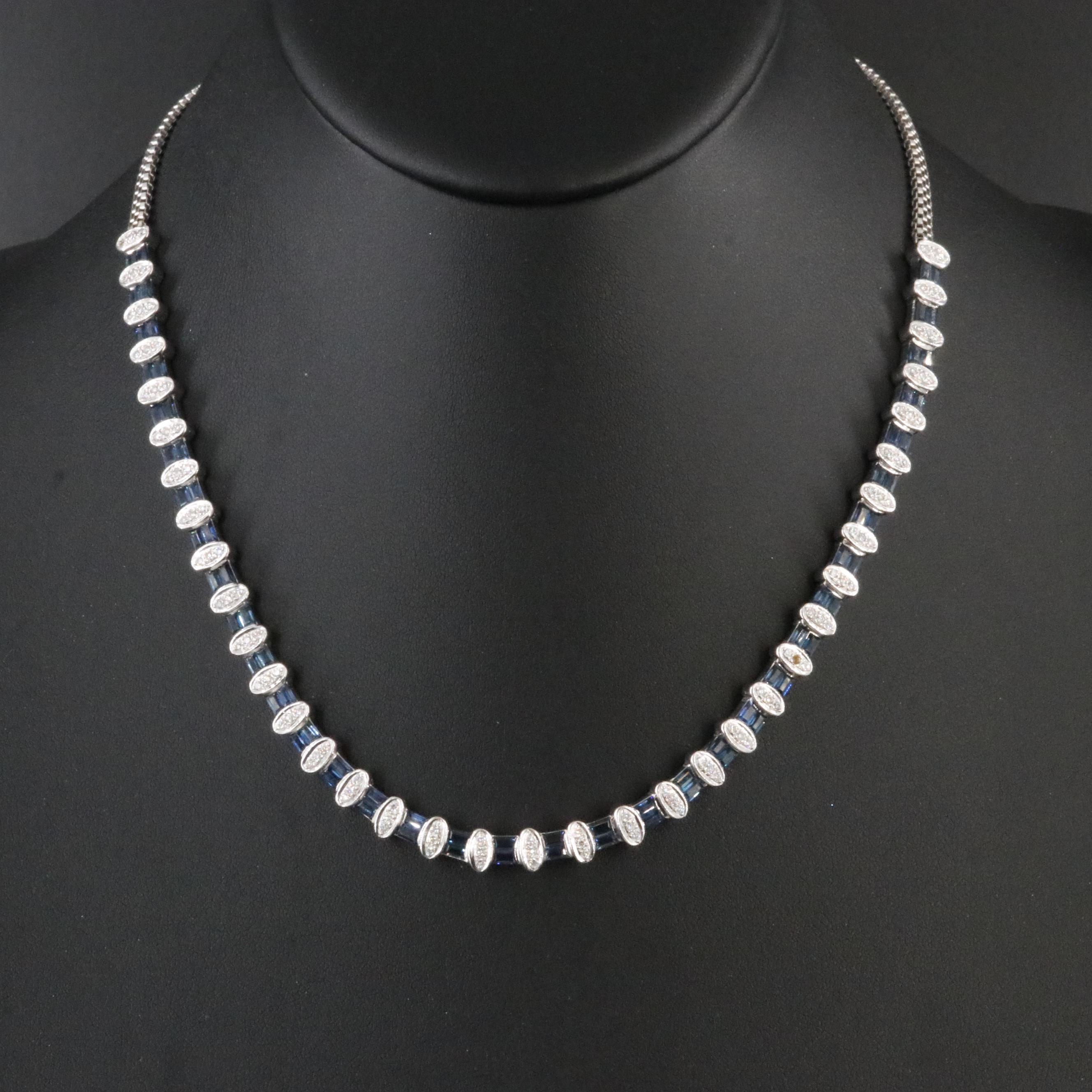 18K 1.07 CTW Diamond and Sapphire Collar Necklace