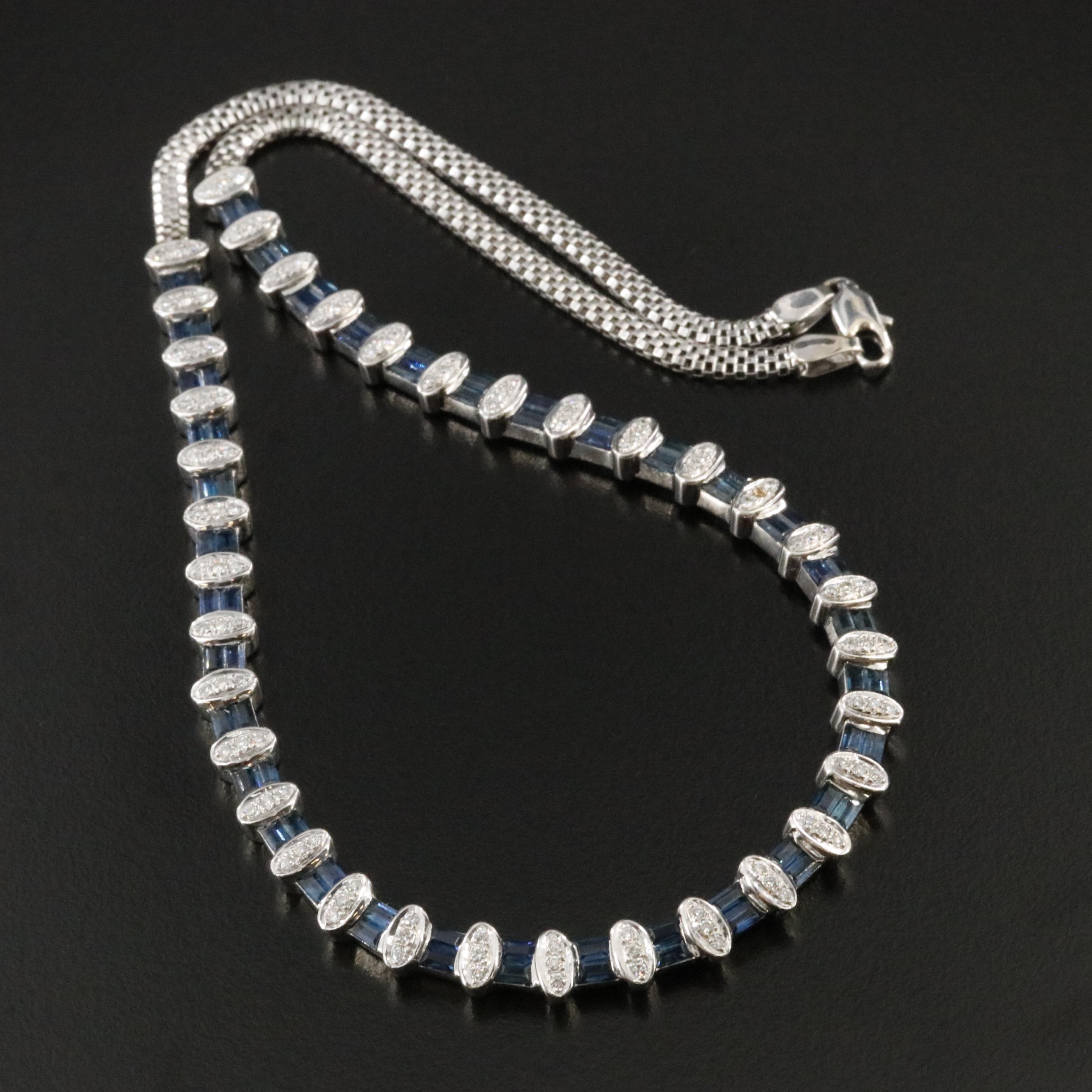 18K 1.07 CTW Diamond and Sapphire Collar Necklace