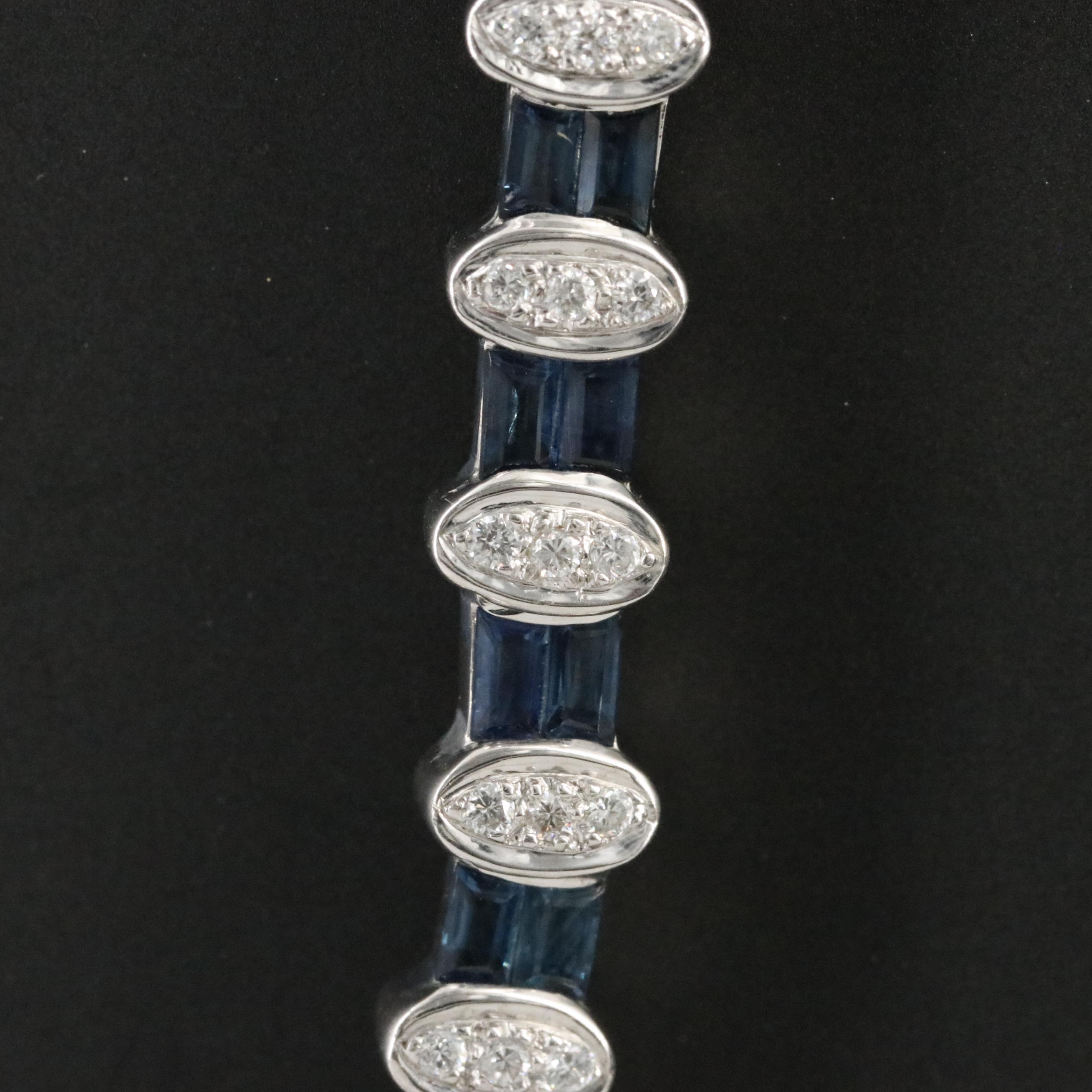 18K 1.07 CTW Diamond and Sapphire Collar Necklace