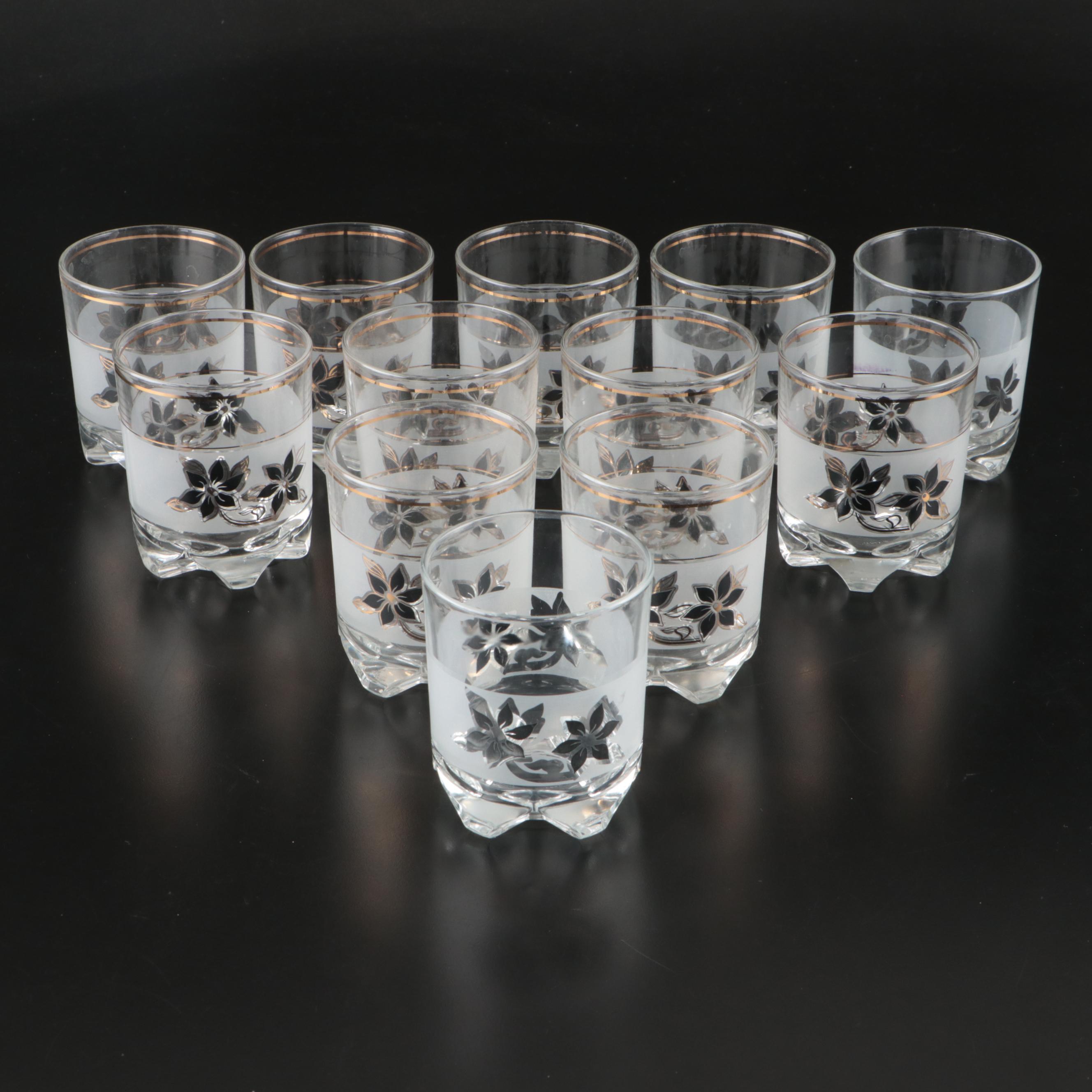 Decover Italy Frosted Lowball Whiskey Glasses, Mid-20th Century