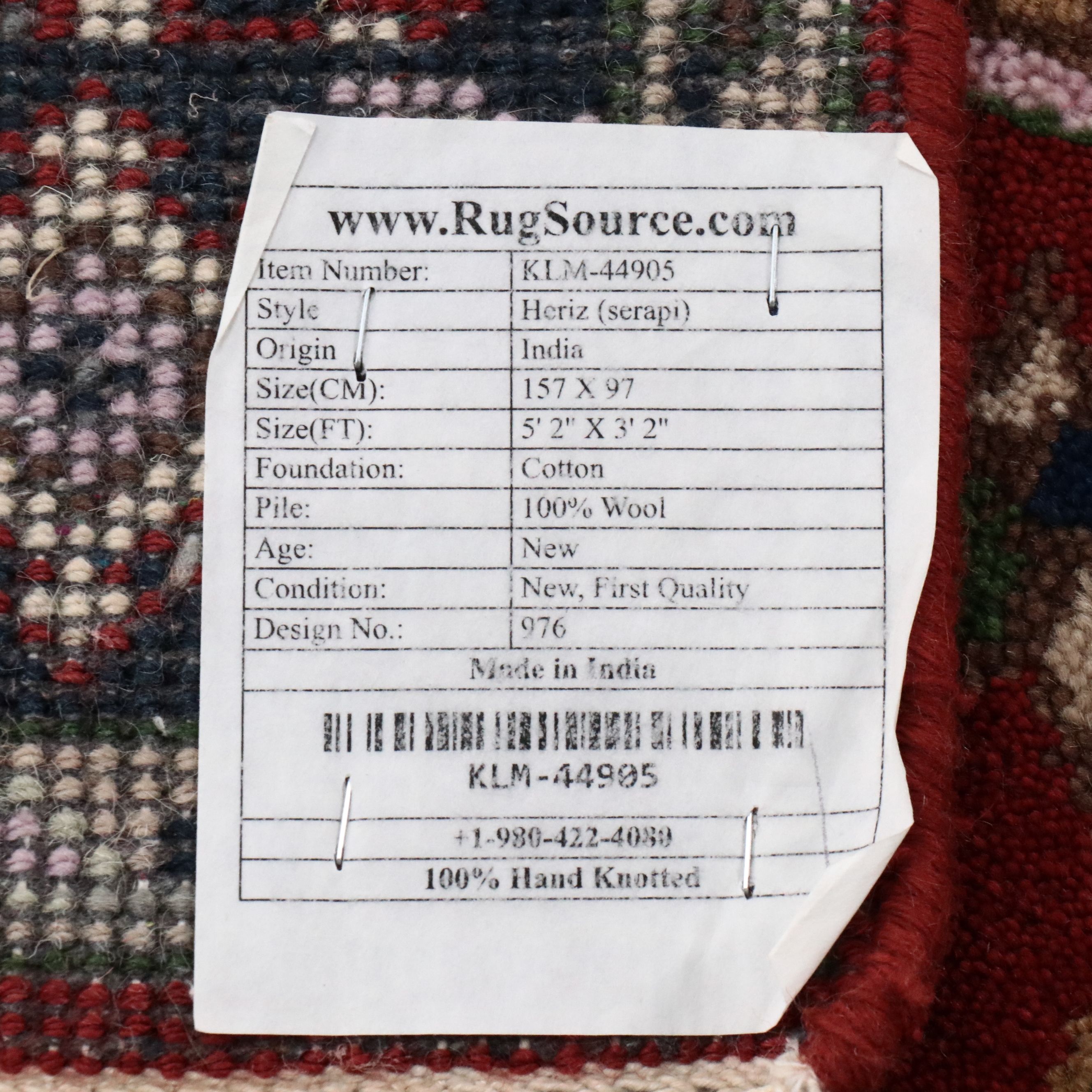 3' x 5'3 Hand-Knotted Indo-Persian Heriz Area Rug