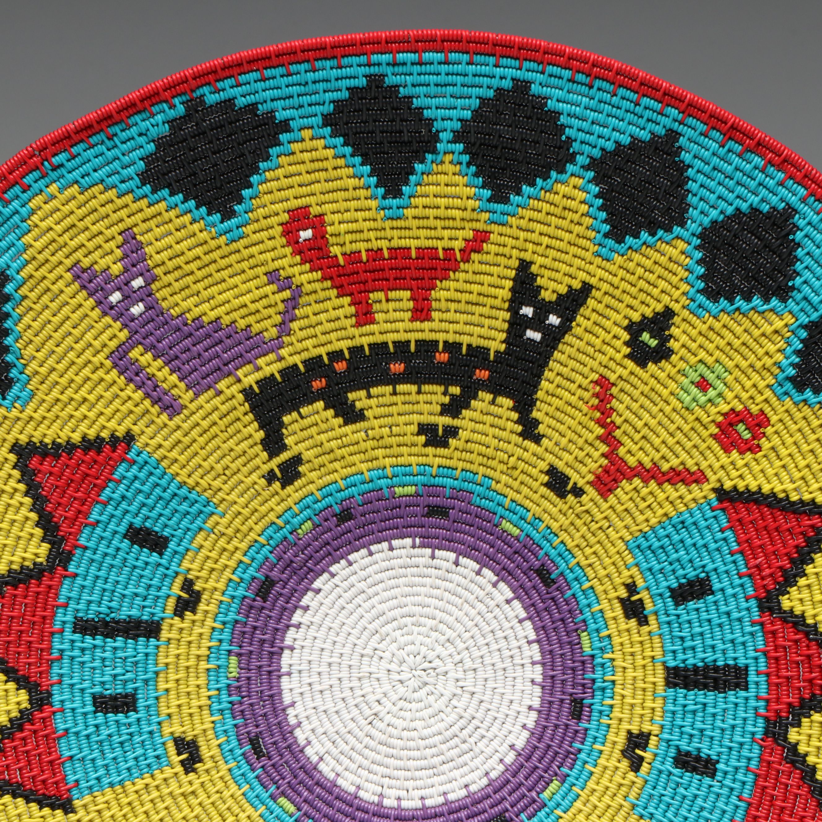 South African Zulu Peoples Telephone Wire Basket Depicting Houses and Cats