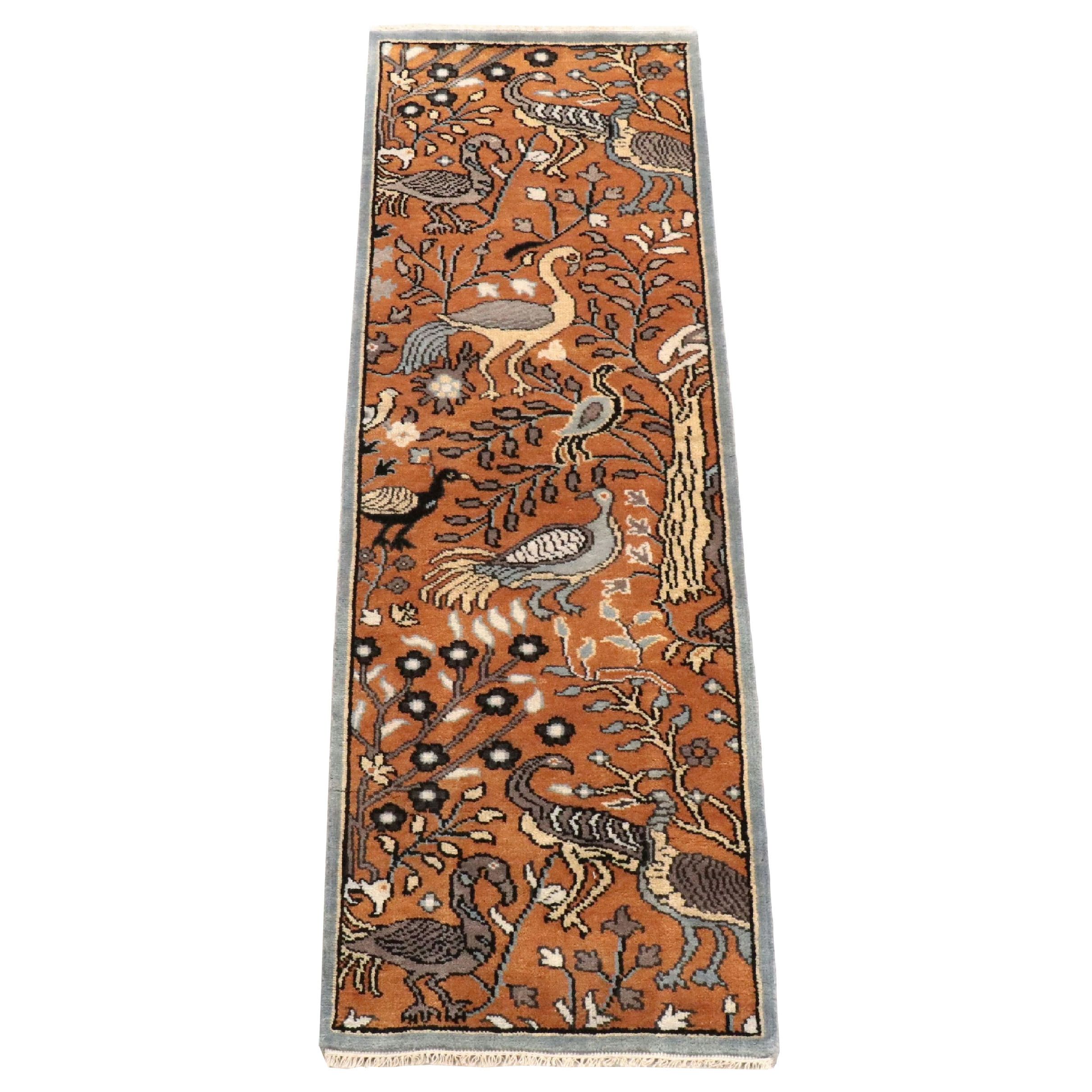 2'6 x 8'1 Hand-Knotted Indian Pictorial Carpet Runner