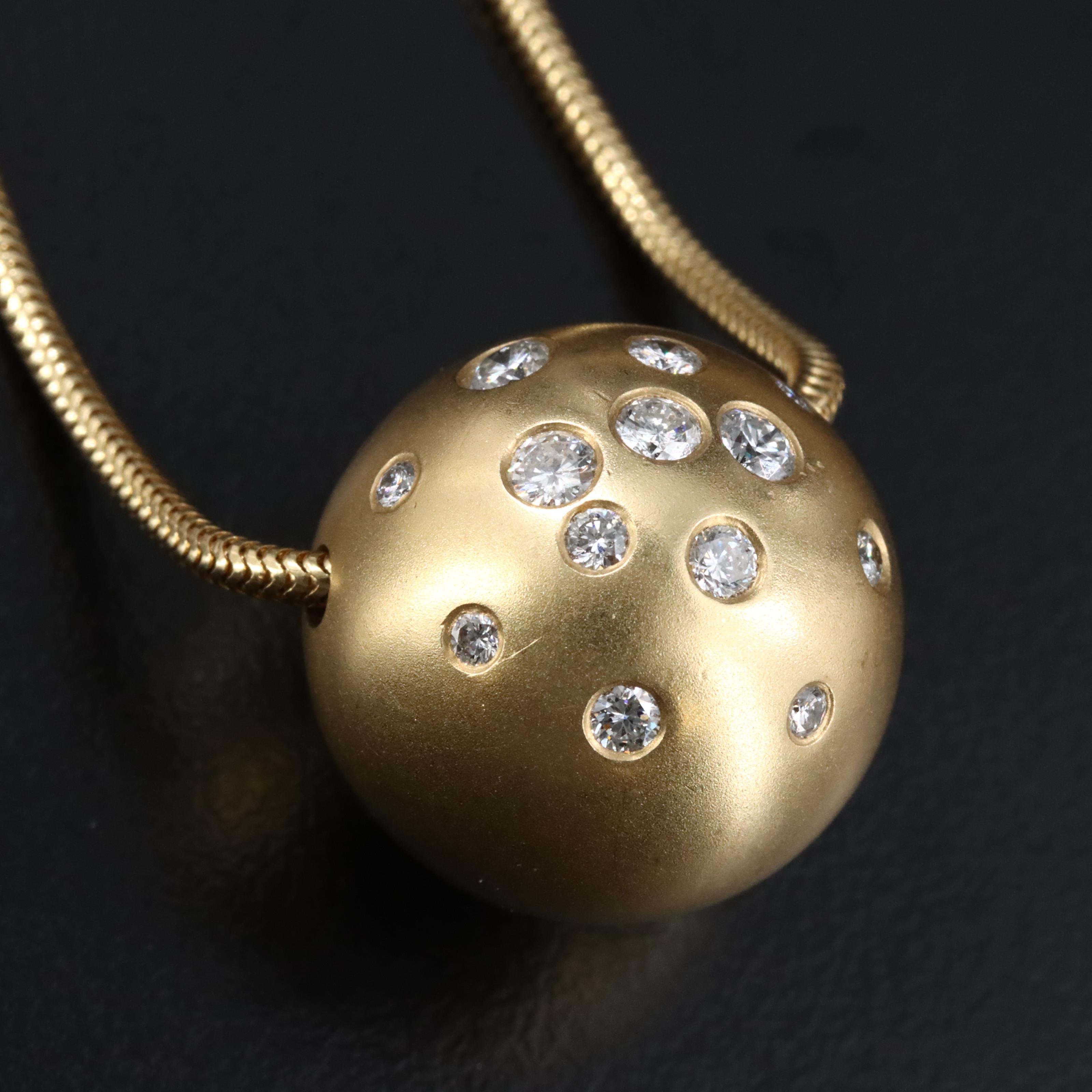 Etienne Perret 18K 0.64 CTW Diamond Ball Pendant Necklace