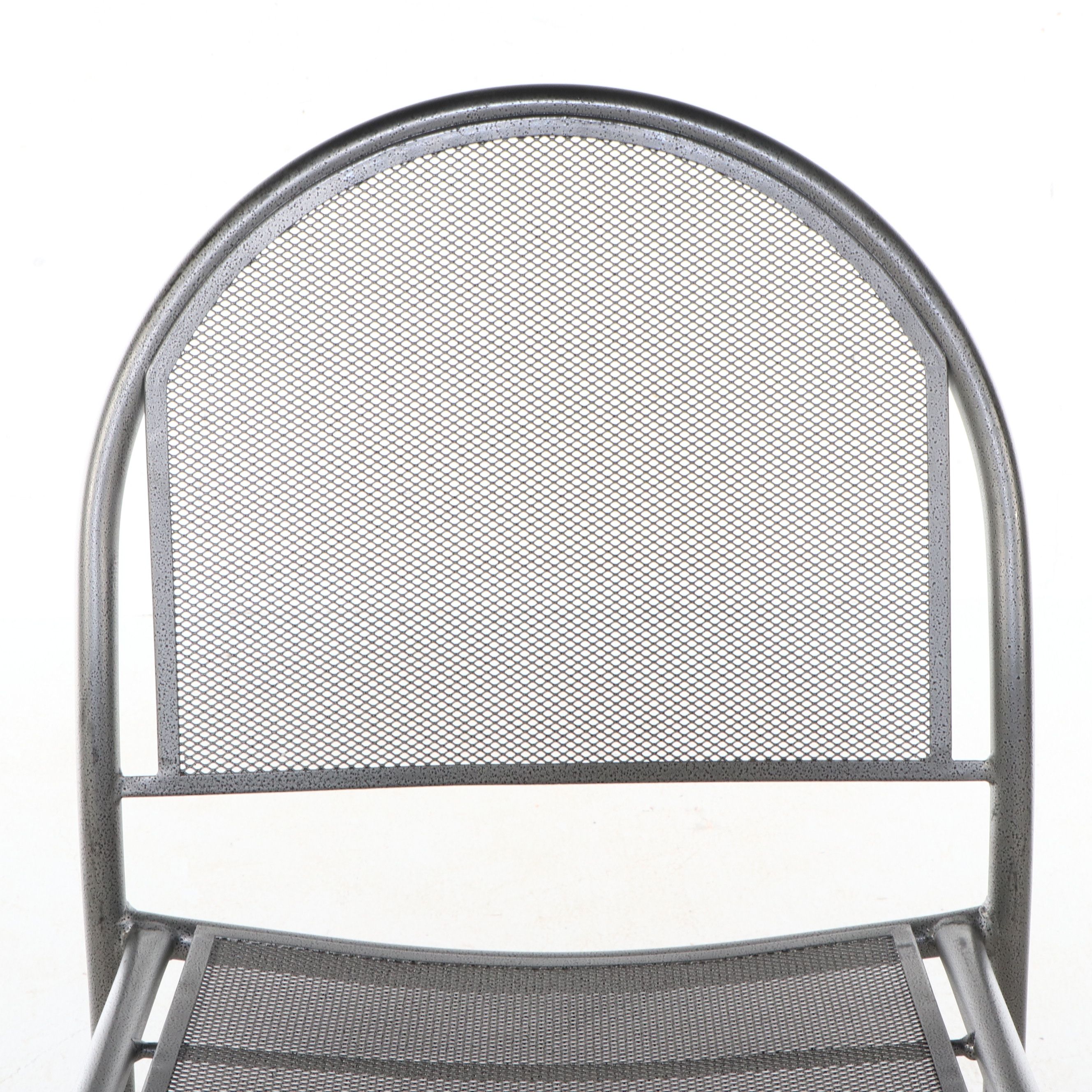 Set of Four Contemporary Tubular Metal Barstools with Metal Mesh Seats