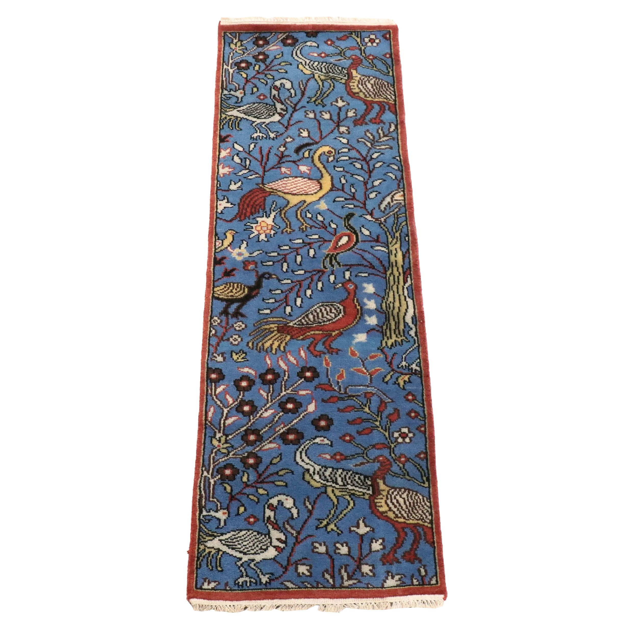 2'6 x 8'2 Hand-Knotted Indian Pictorial Carpet Runner