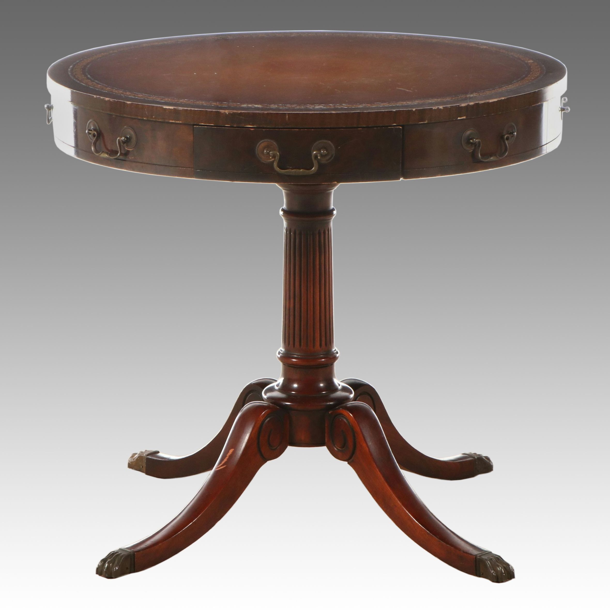 George III Style Mahogany Center Table with Inset Leather Top