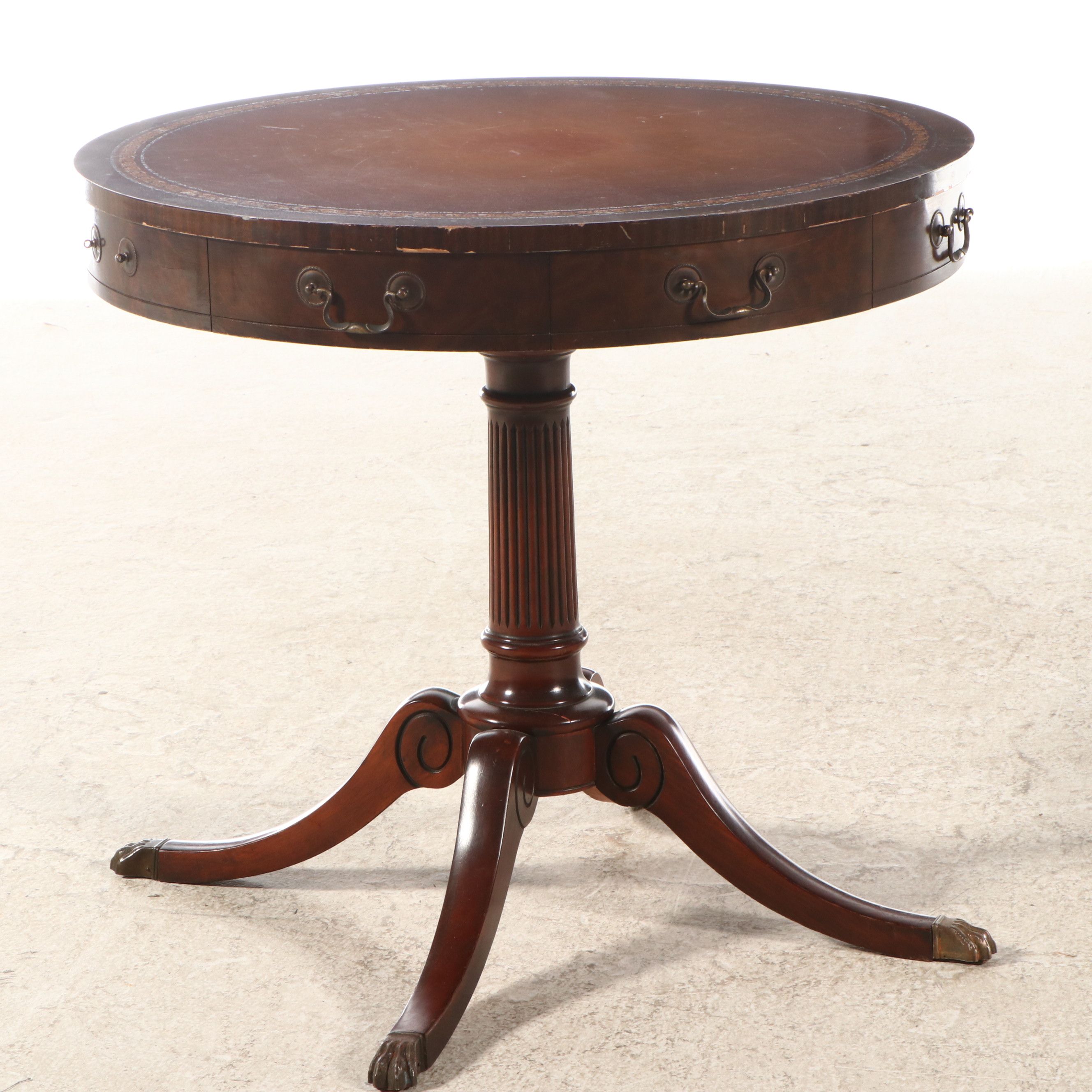 George III Style Mahogany Center Table with Inset Leather Top