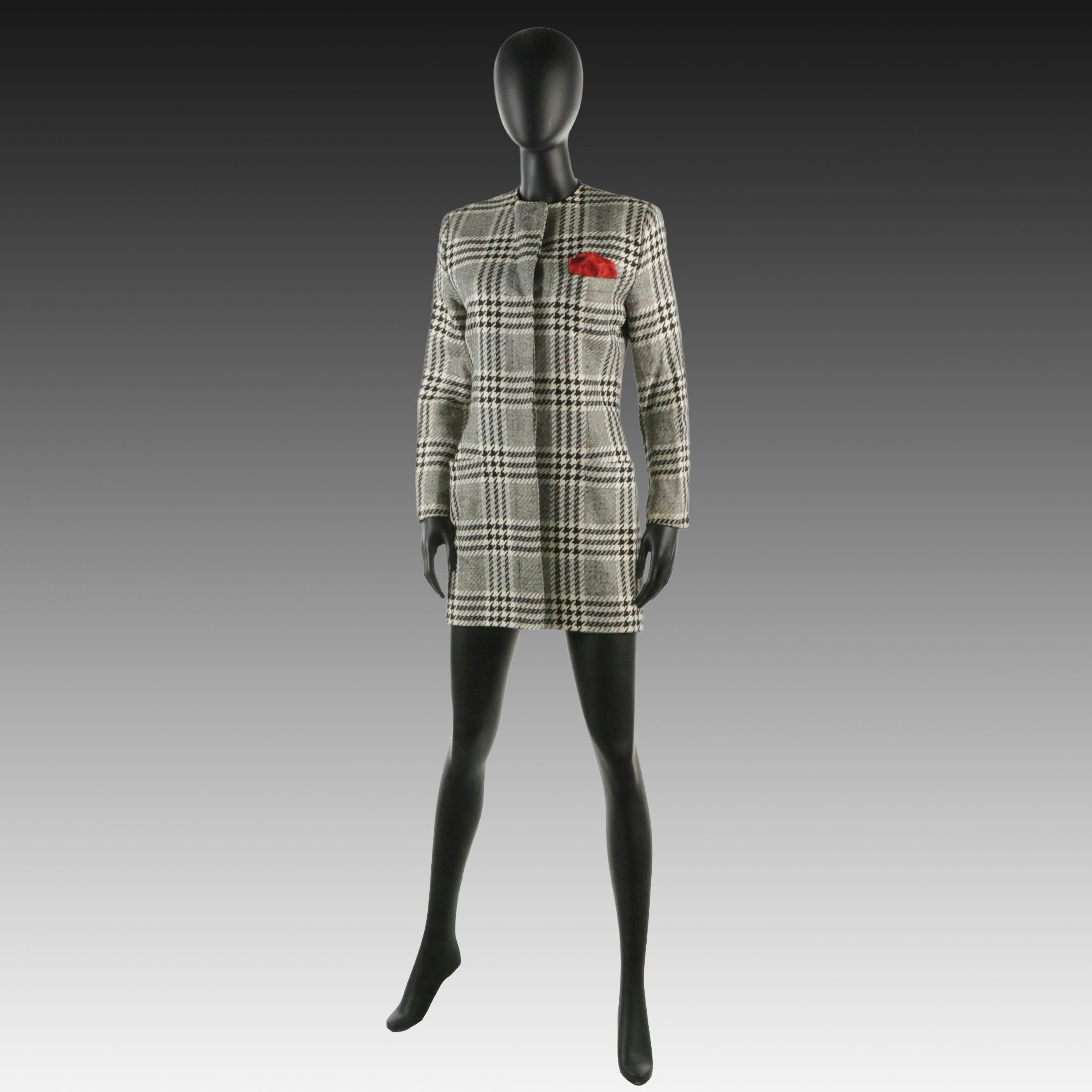 Gianni Versace Houndstooth Collarless Coat