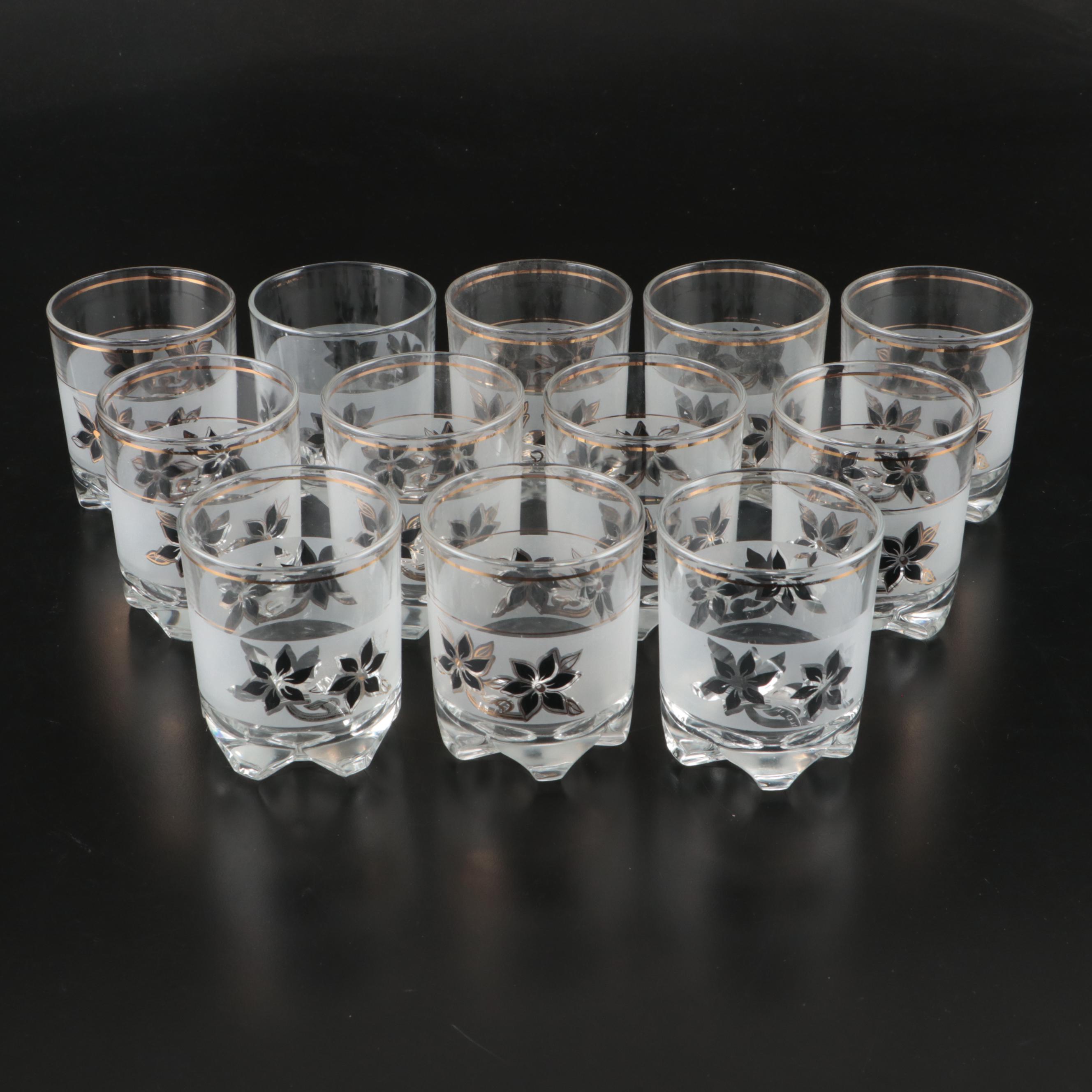 Decover Italy Mid Century Modern Style Frosted Glass Decanter and Tumblers