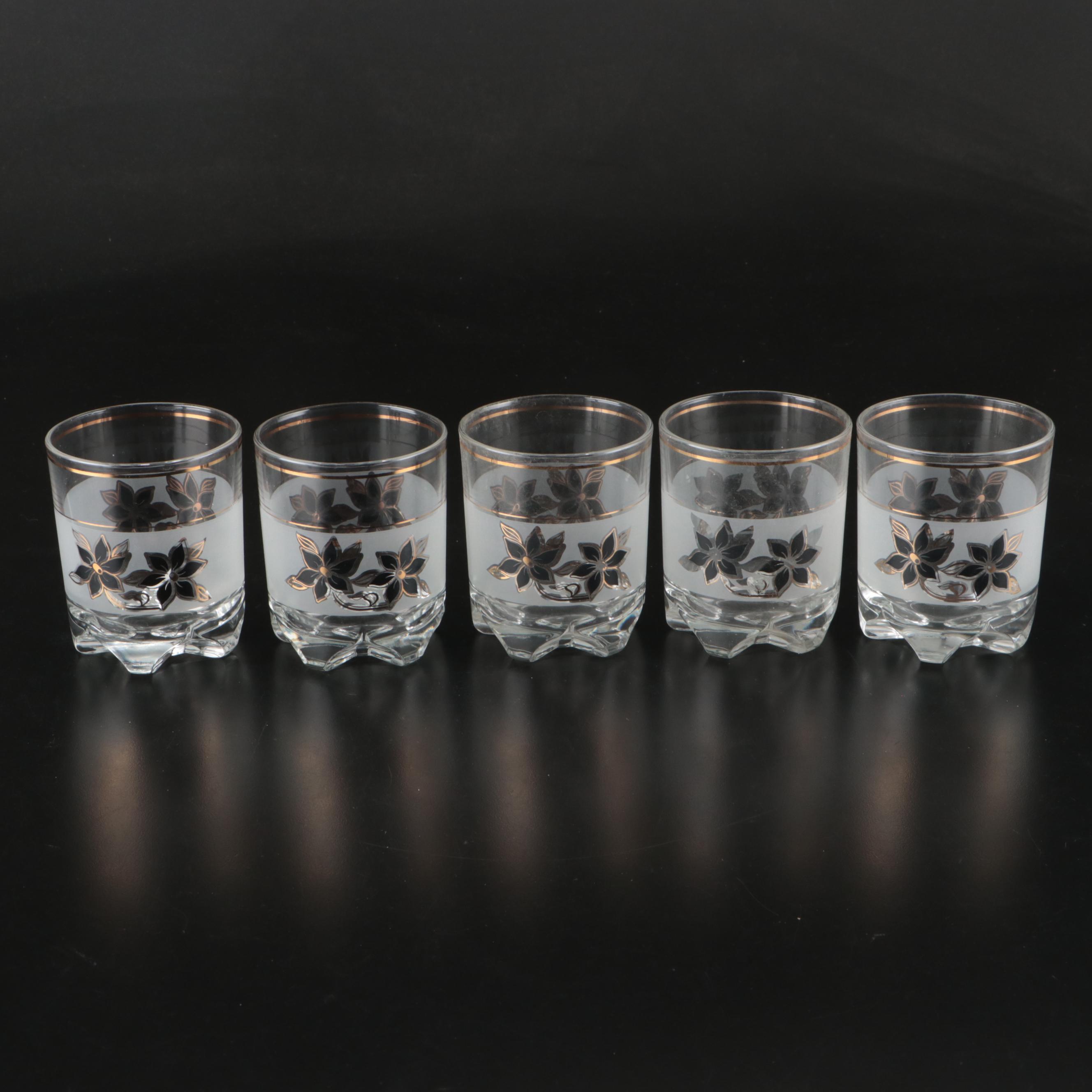 Decover Italy Mid Century Modern Style Frosted Glass Decanter and Tumblers