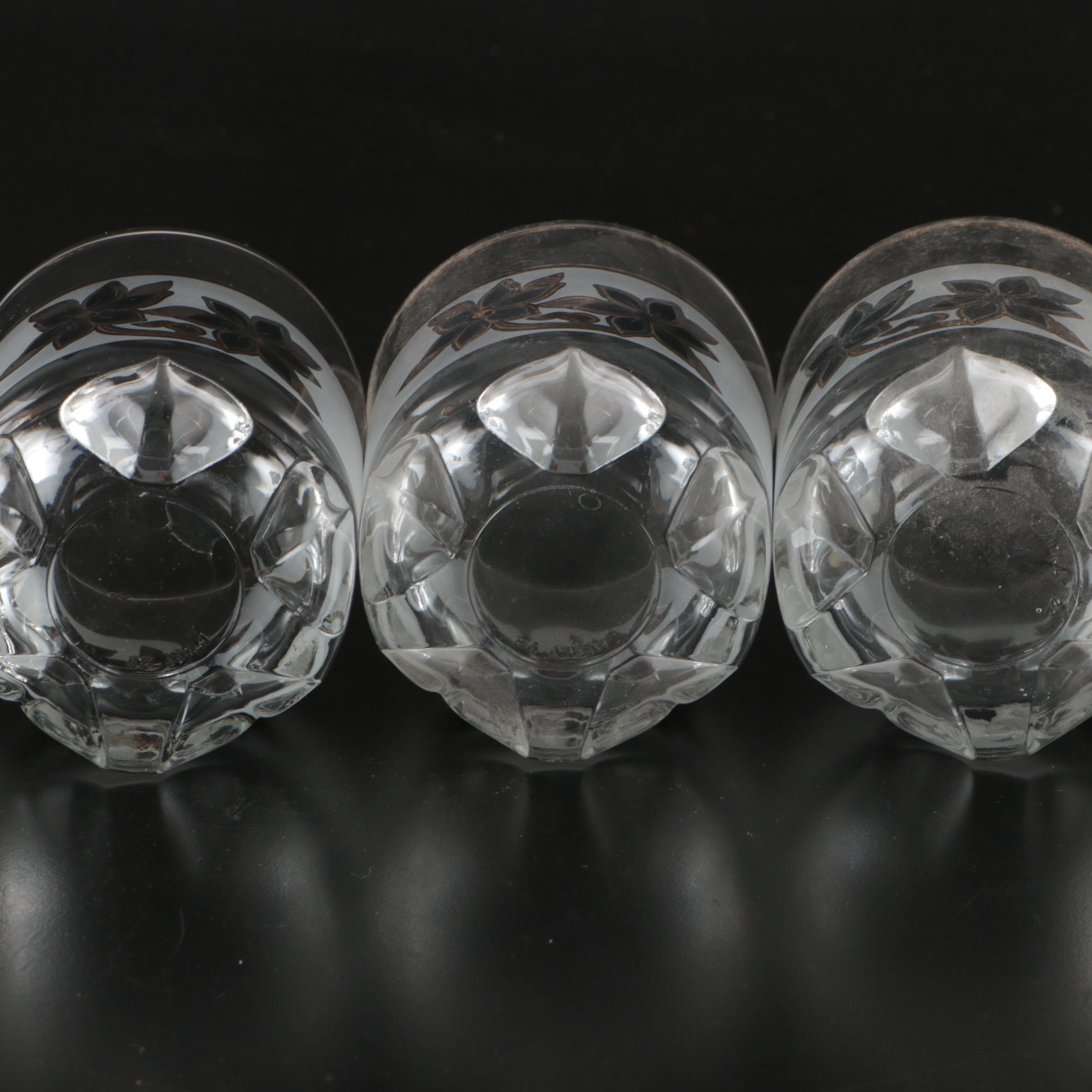 Decover Italy Mid Century Modern Style Frosted Glass Decanter and Tumblers