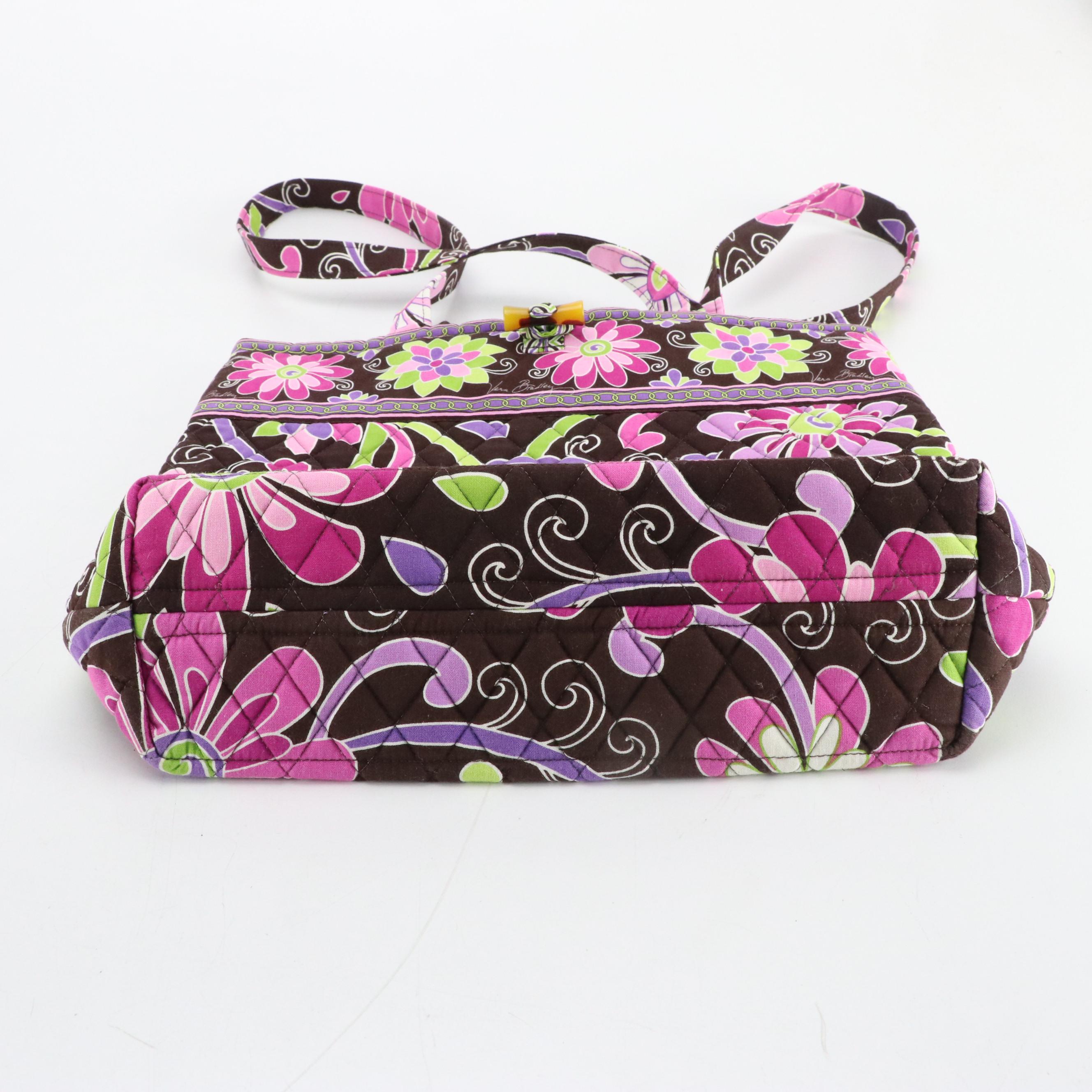 Vera Bradley "Deco Daisy" Side Pocket Shoulder Bag and "Purple Punch" Tote