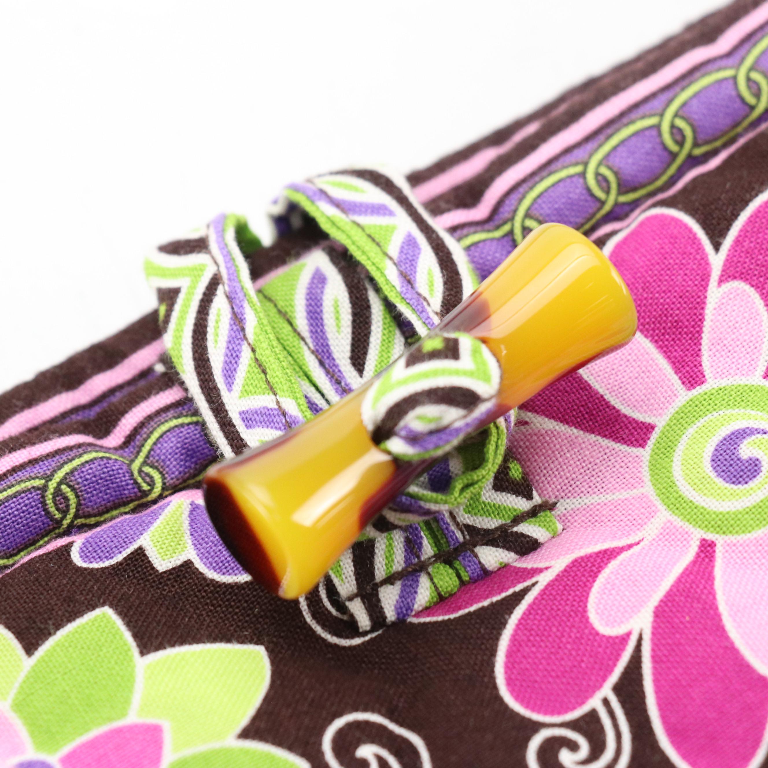 Vera Bradley "Deco Daisy" Side Pocket Shoulder Bag and "Purple Punch" Tote