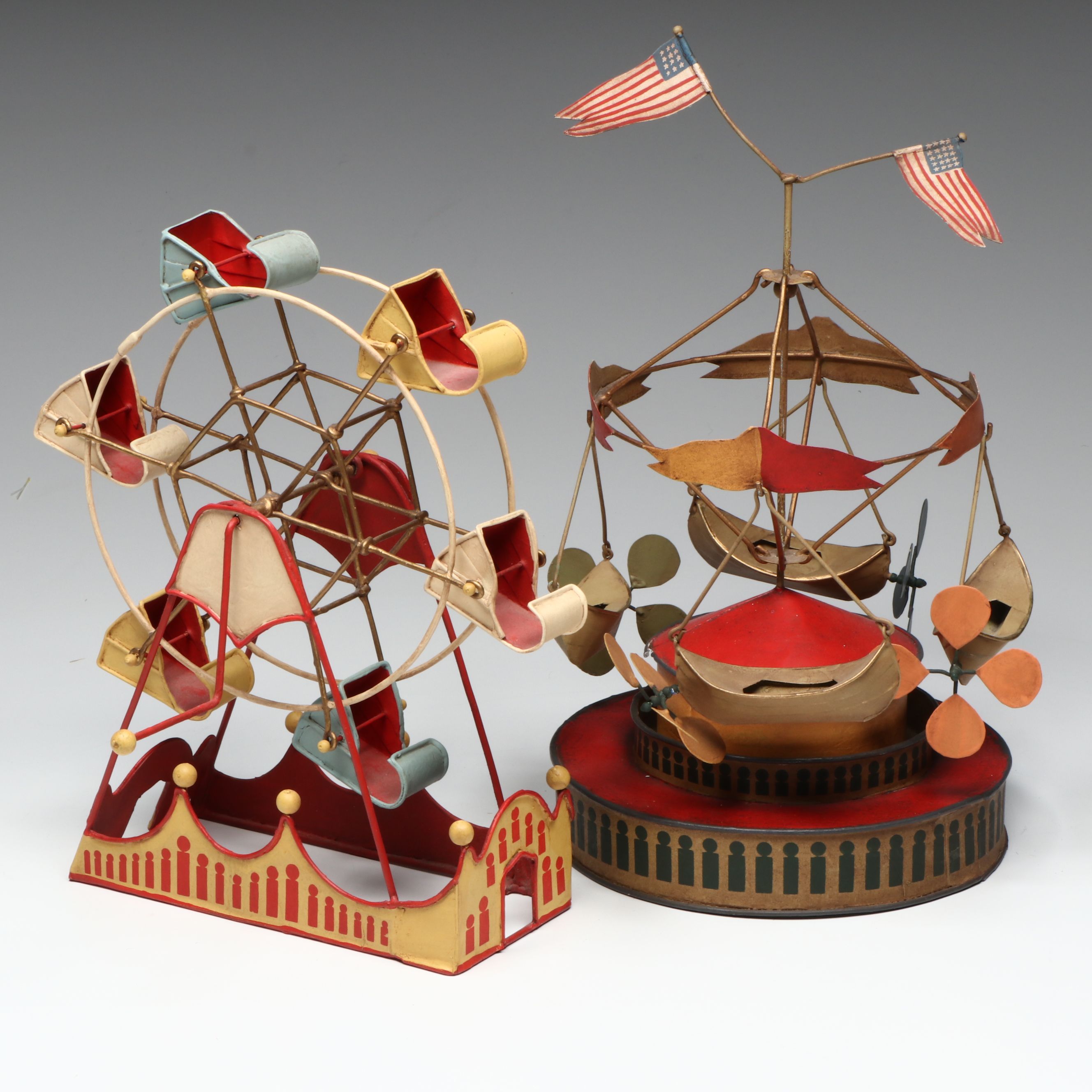 Silvestri Miniature Ferris Wheel and Carousel, Mid to Late 20th Century