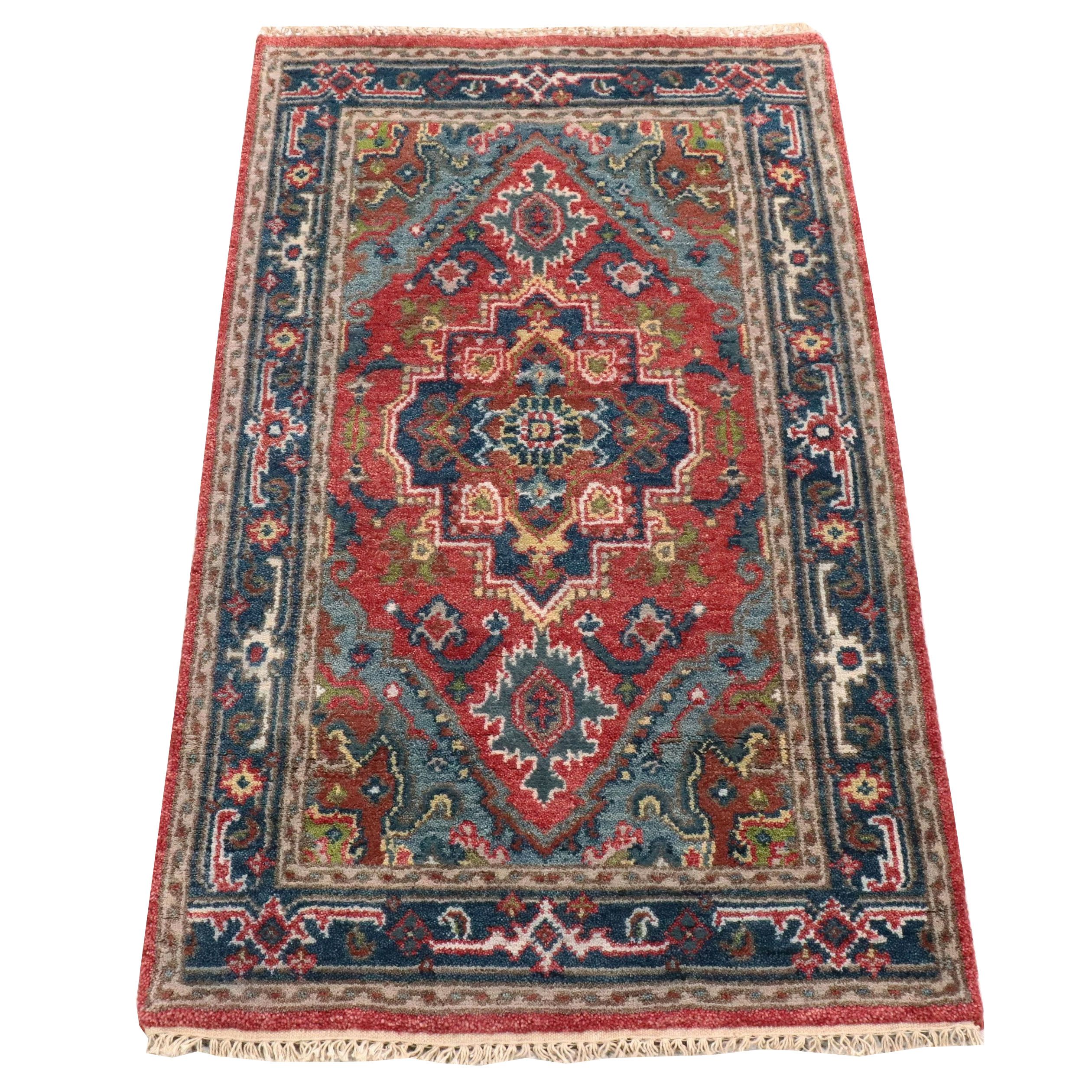 3'1 x 5'3 Hand-Knotted Indo-Persian Heriz Serapi Area Rug