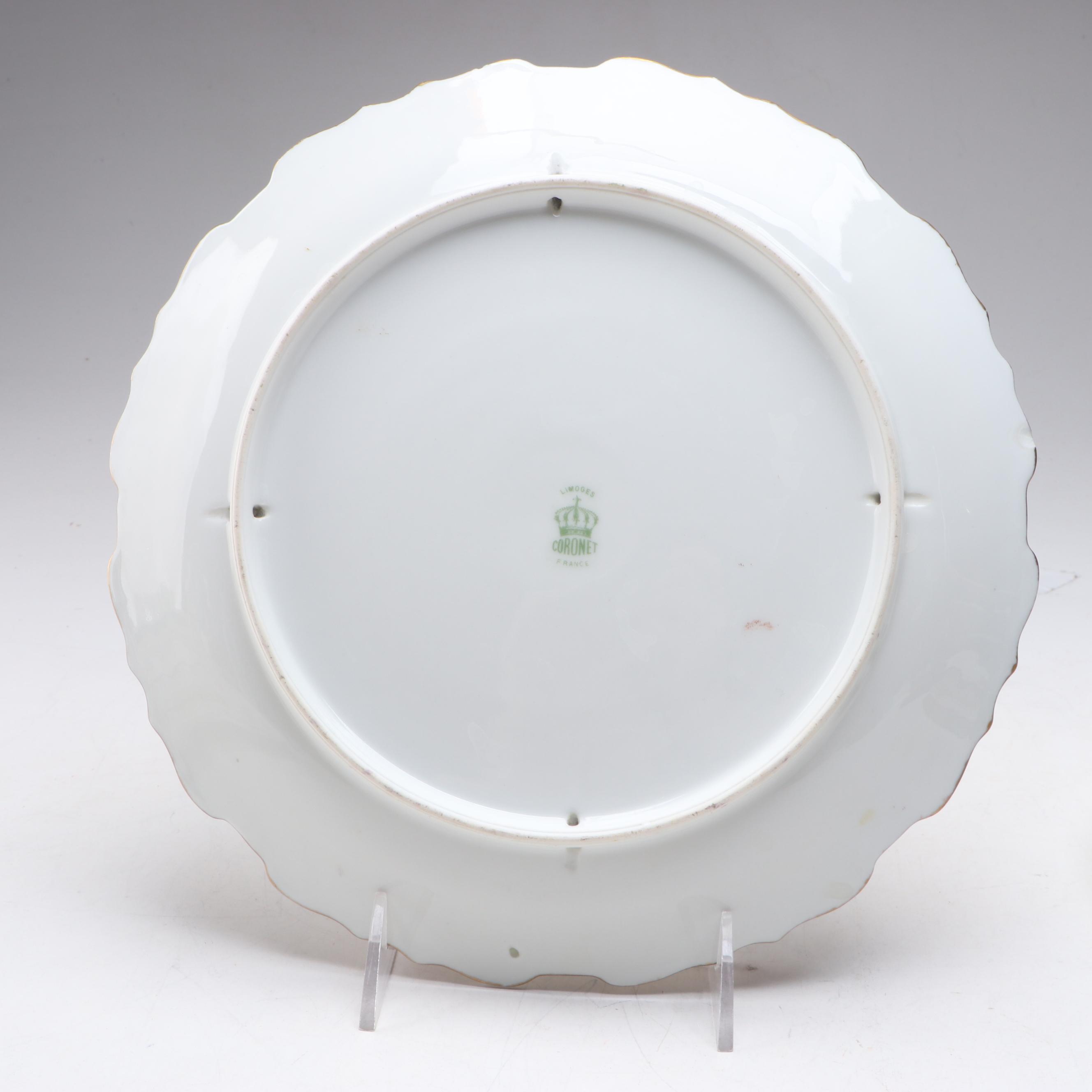 Three Crown, Old Abbey Limoges and More Floral Gilt Plates, 20th Century