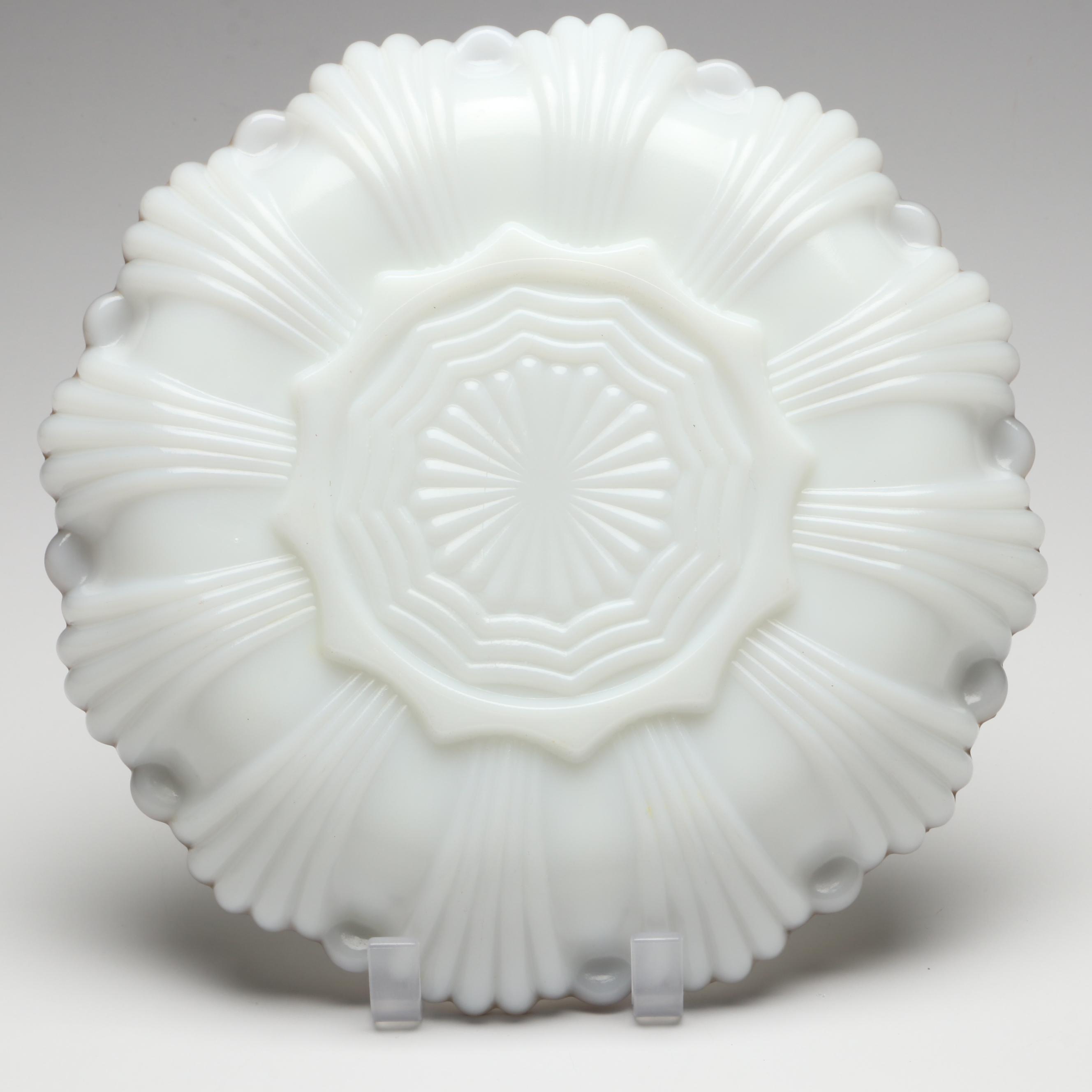 Anchor Hocking Gilt Milk Glass Serveware with Depression Glass Tray and Pitcher