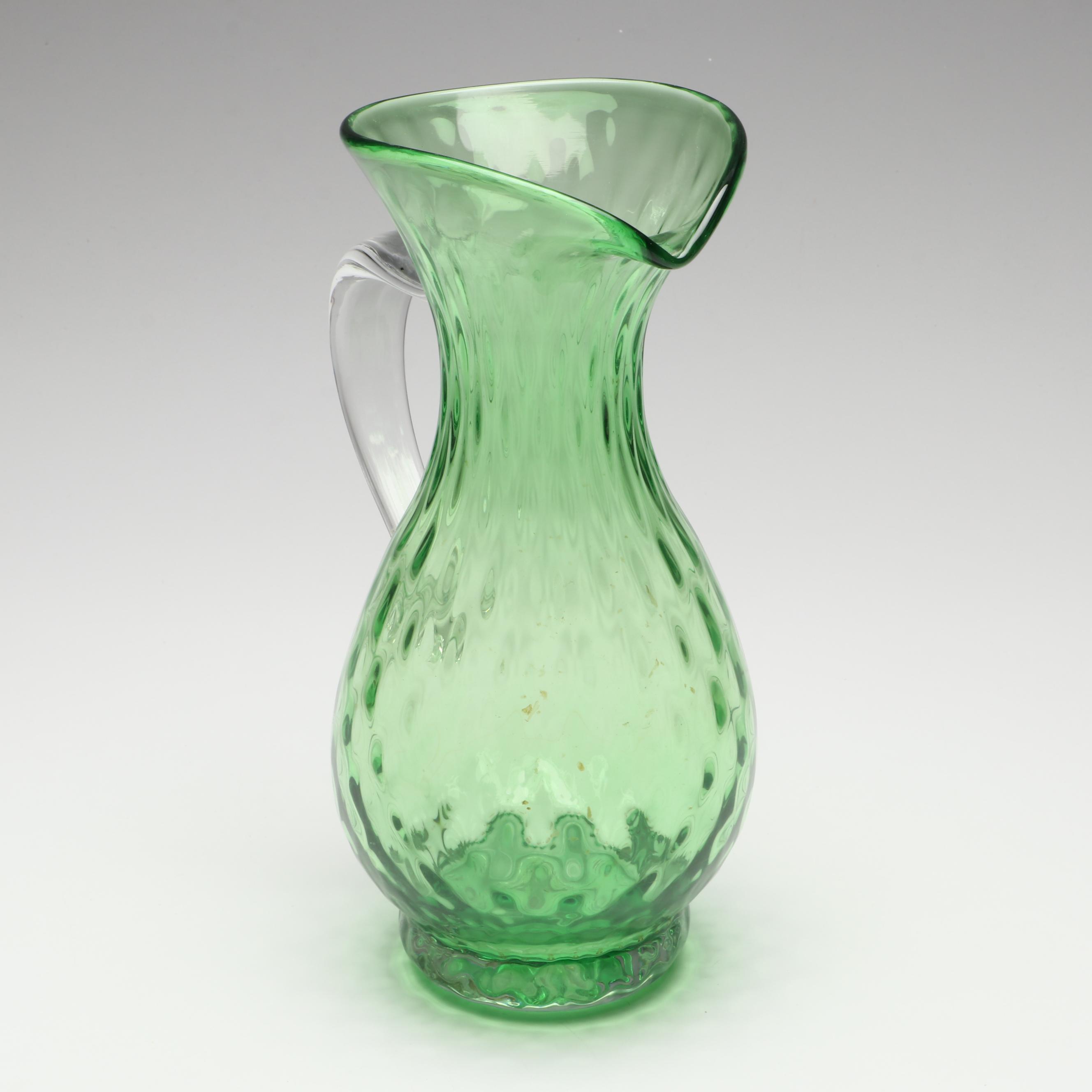 Anchor Hocking Gilt Milk Glass Serveware with Depression Glass Tray and Pitcher