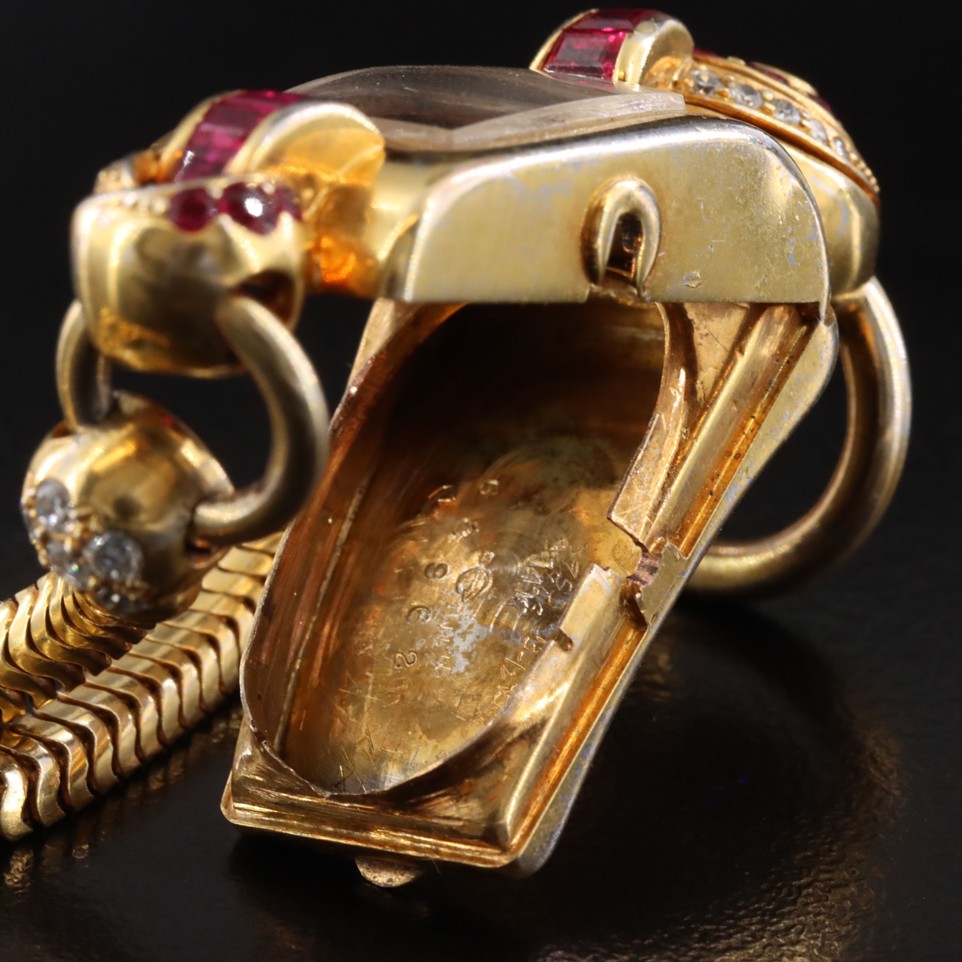 Vintage Art Deco 14K Ruby and Diamond Fuller Watch