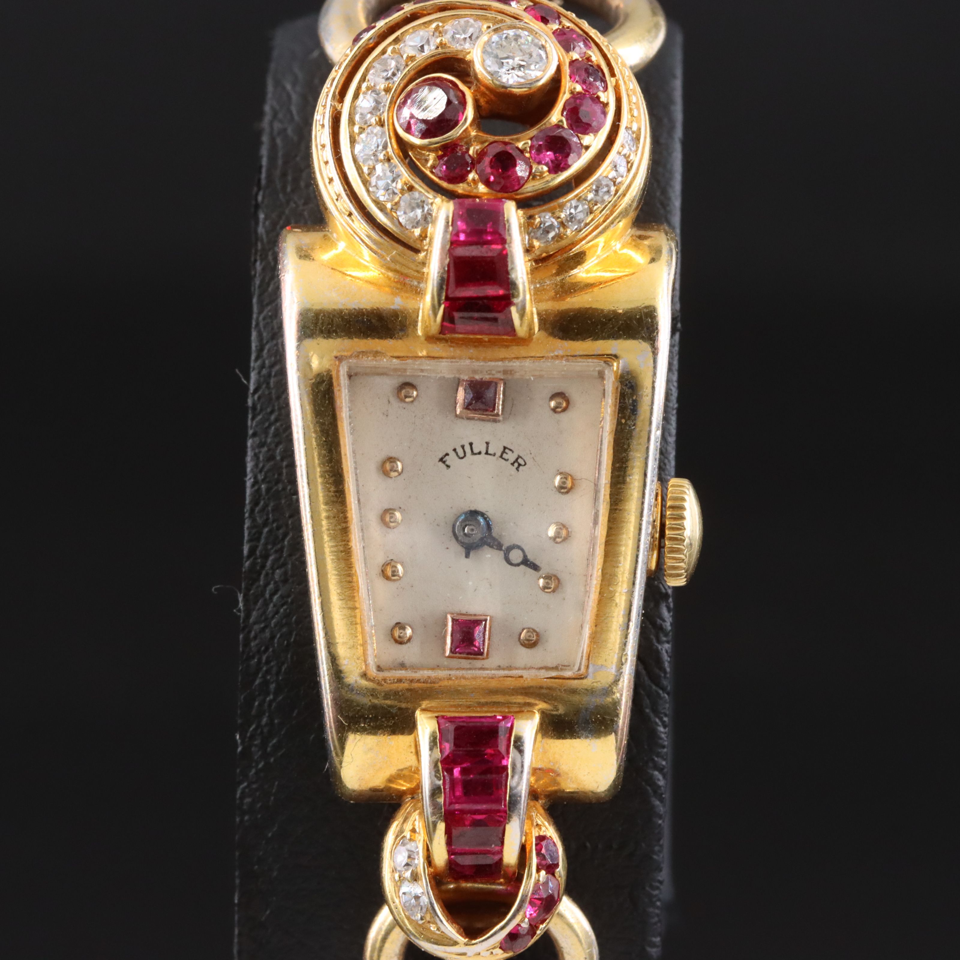 Vintage Art Deco 14K Ruby and Diamond Fuller Watch