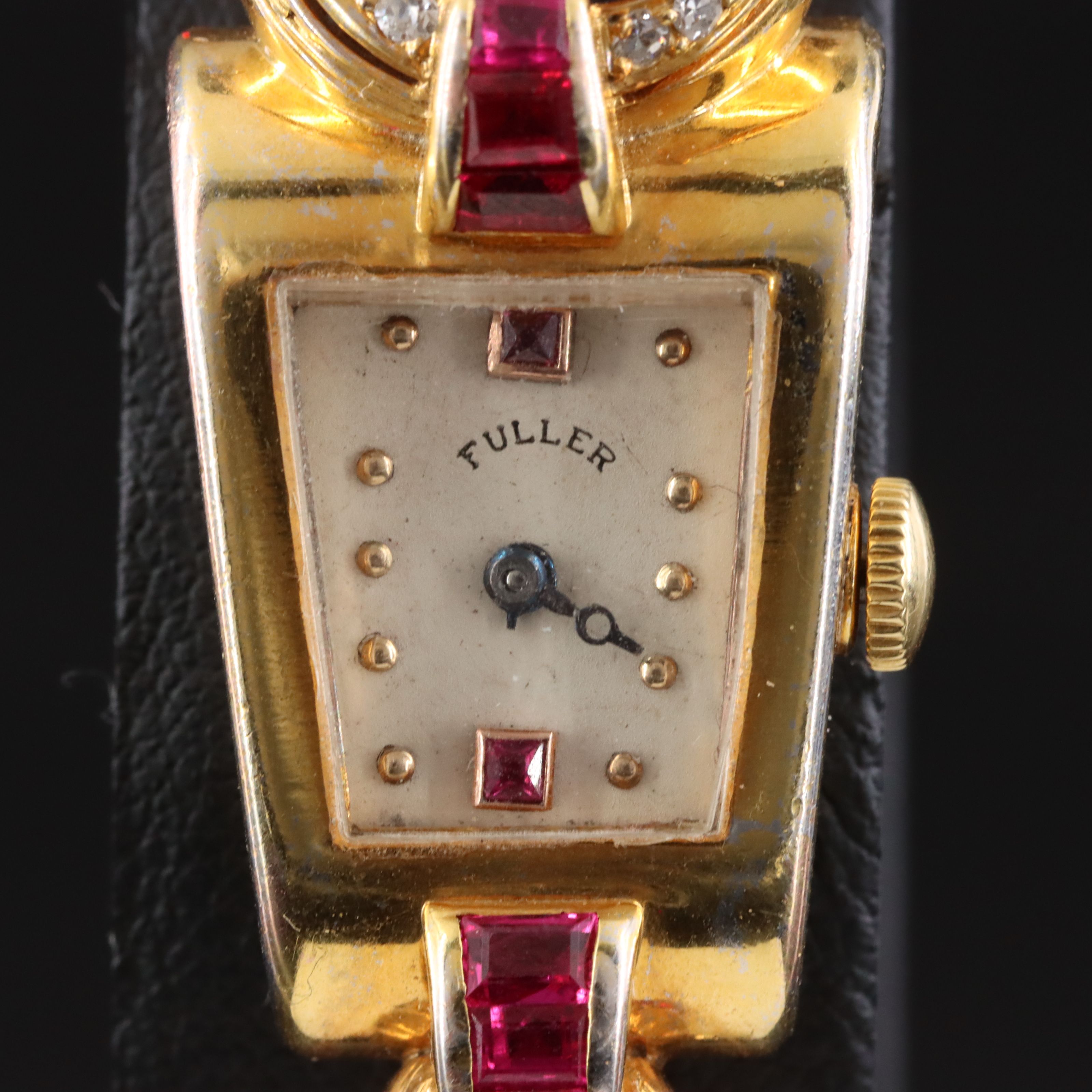 Vintage Art Deco 14K Ruby and Diamond Fuller Watch
