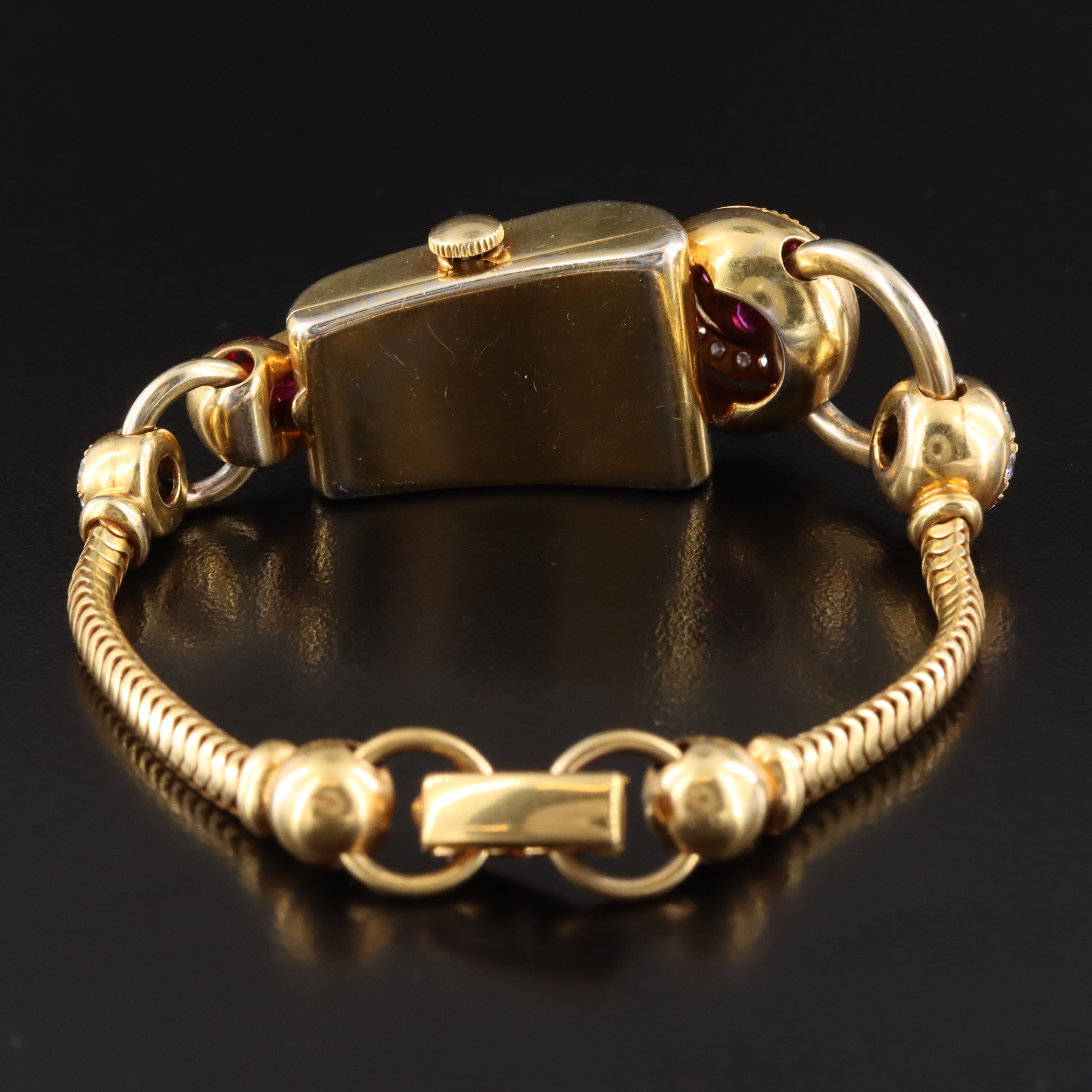 Vintage Art Deco 14K Ruby and Diamond Fuller Watch