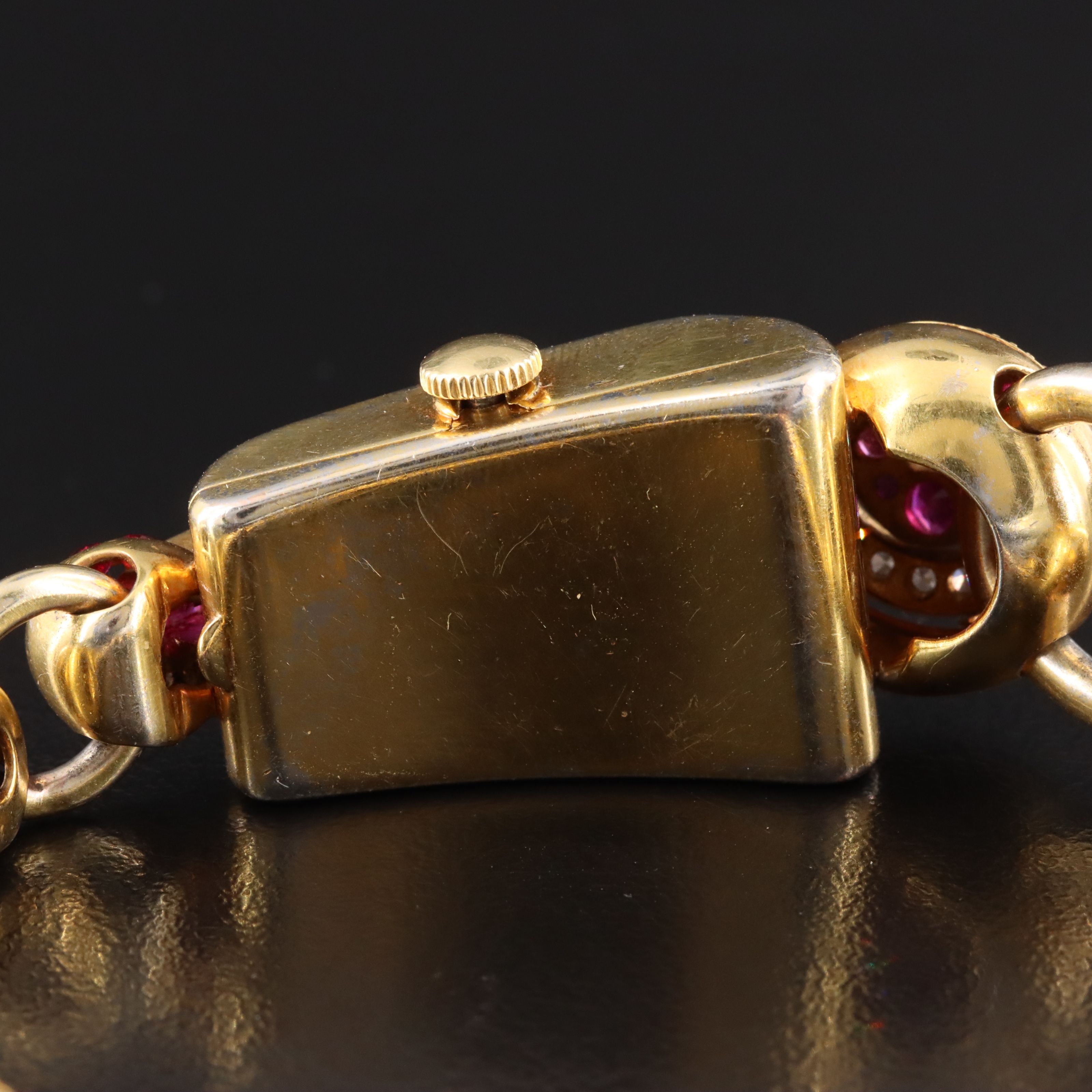 Vintage Art Deco 14K Ruby and Diamond Fuller Watch