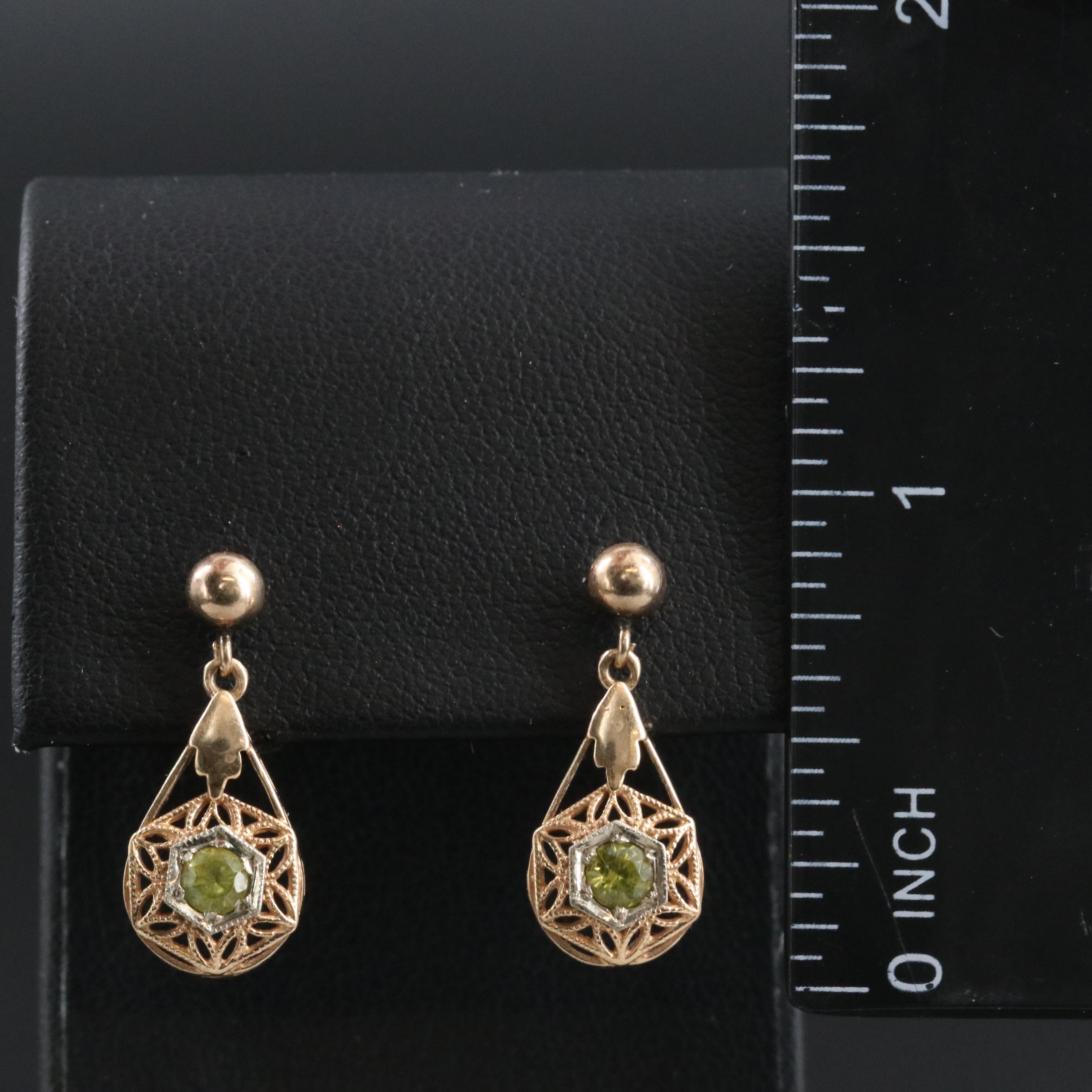 14K Two-Tone Garnet Drop Earrings