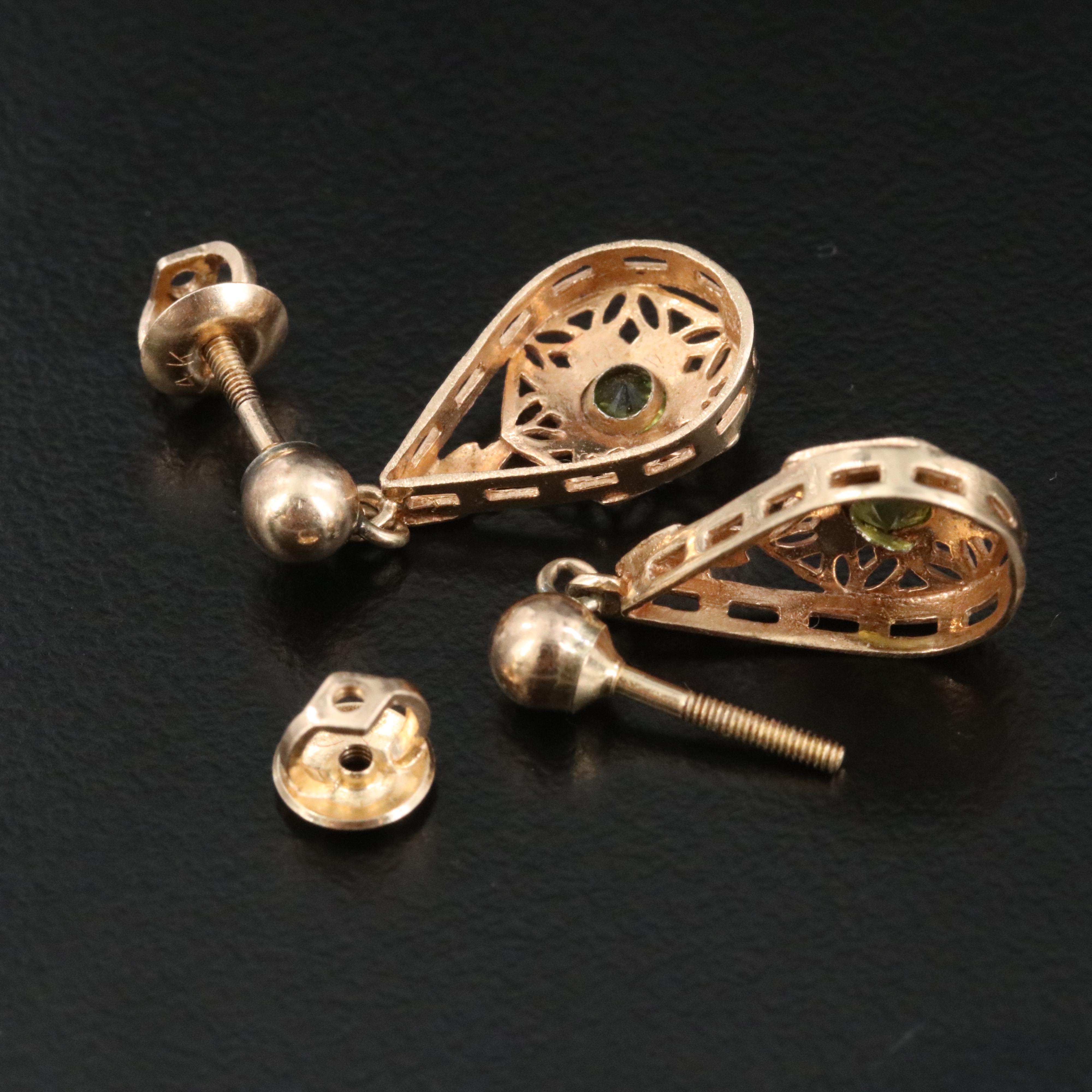 14K Two-Tone Garnet Drop Earrings