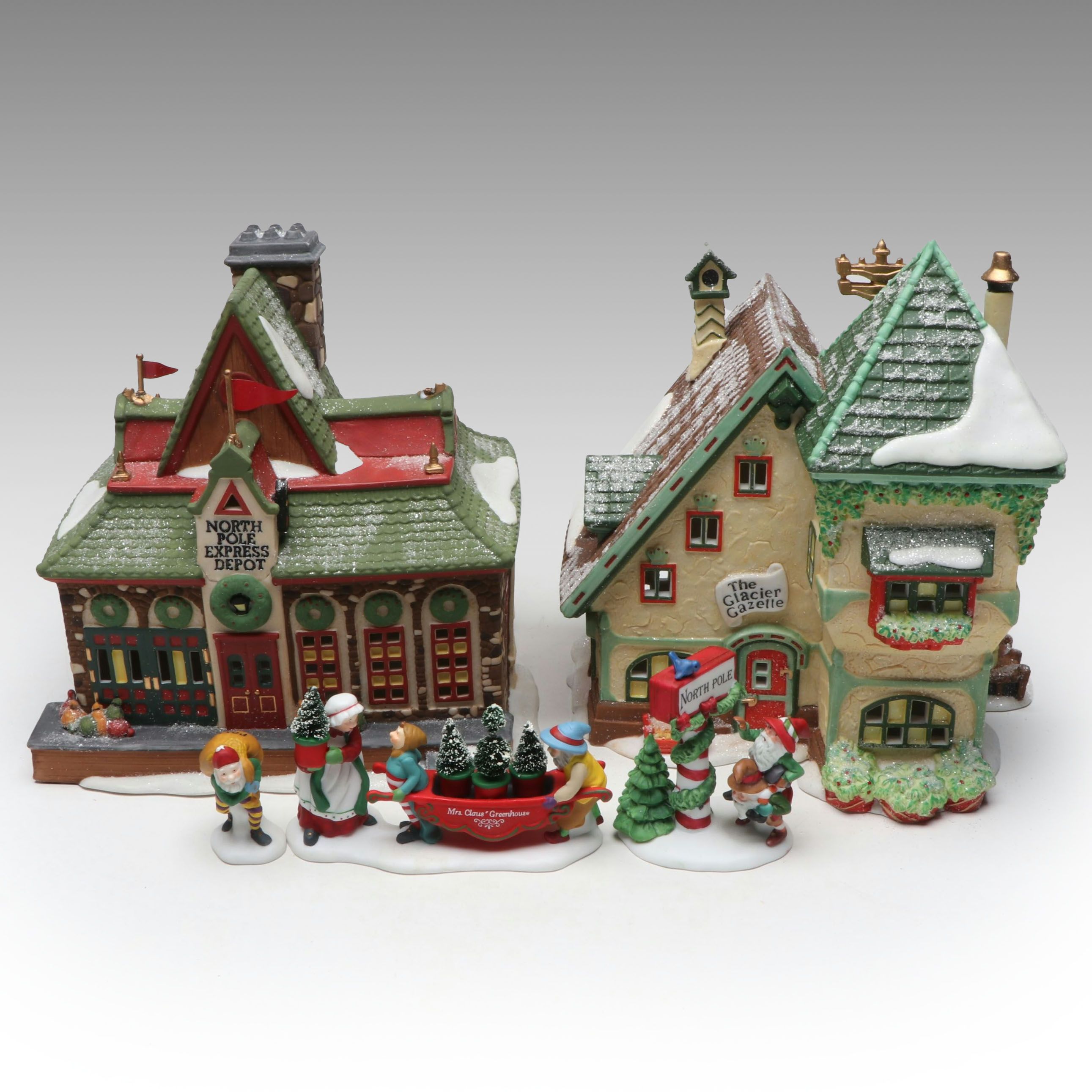 Department 56 "North Pole Express Depot" with More North Pole Series Sets
