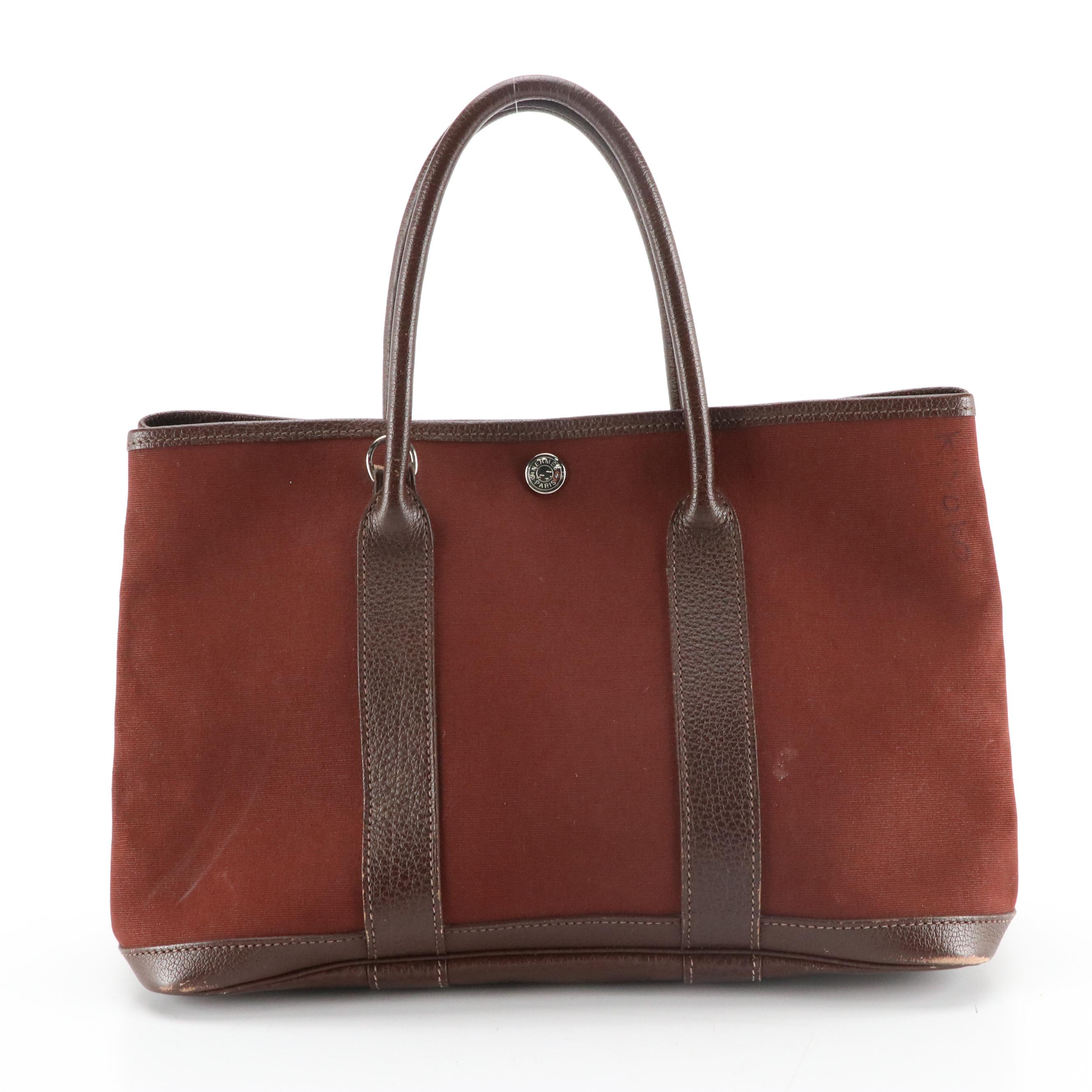 Hermès Garden Party 30 Tote in Brown Canvas and Negonda Bull Calf Leather