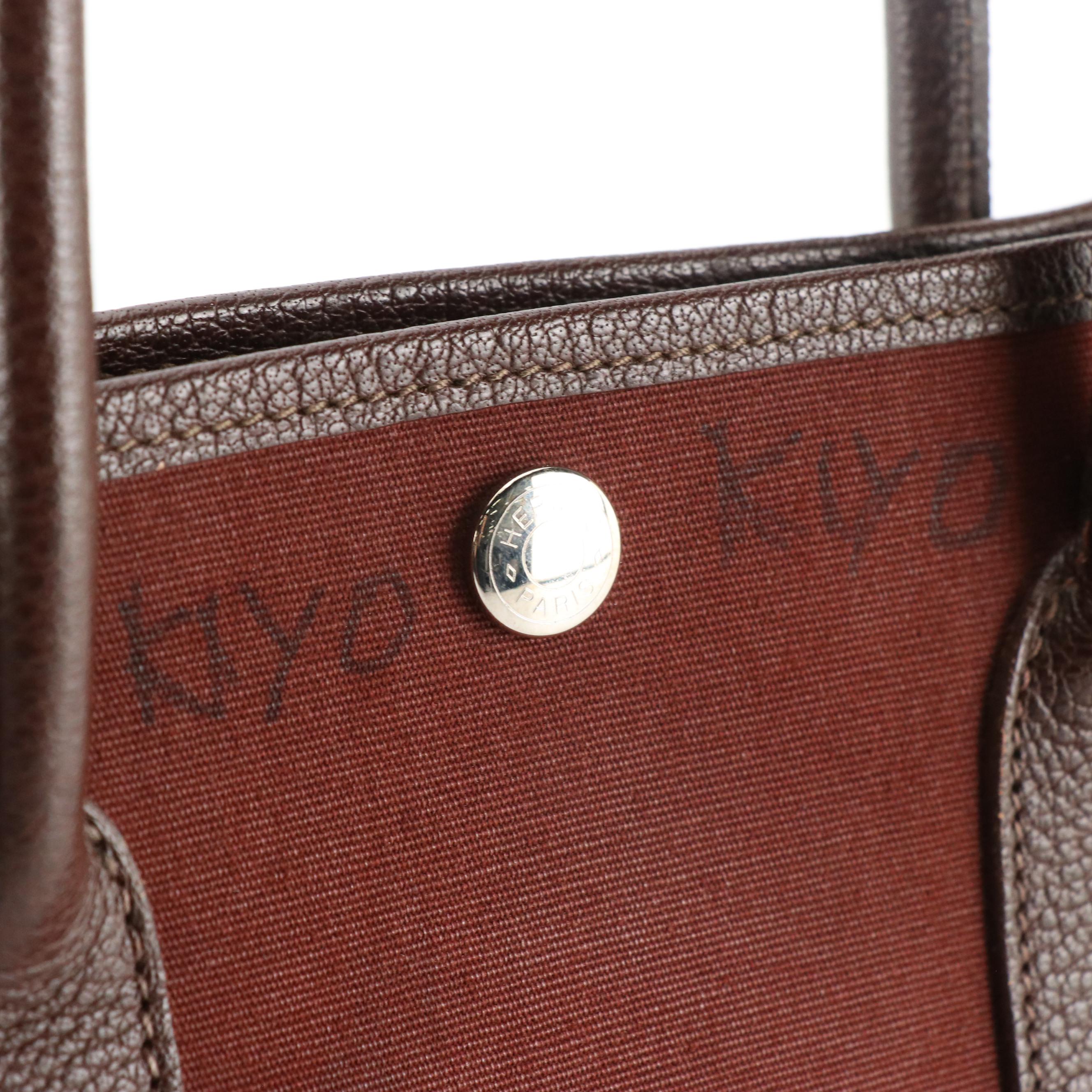 Hermès Garden Party 30 Tote in Brown Canvas and Negonda Bull Calf Leather