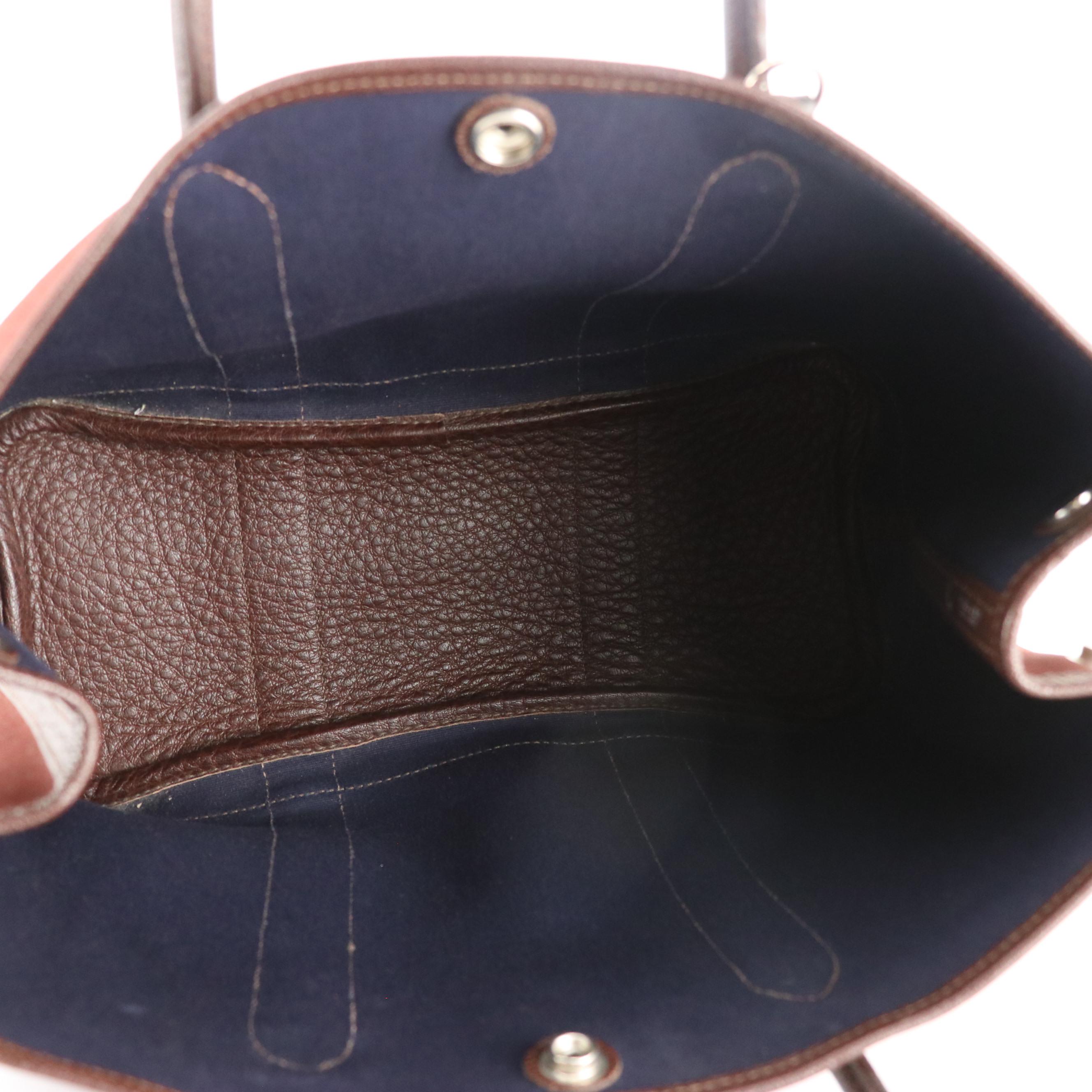 Hermès Garden Party 30 Tote in Brown Canvas and Negonda Bull Calf Leather