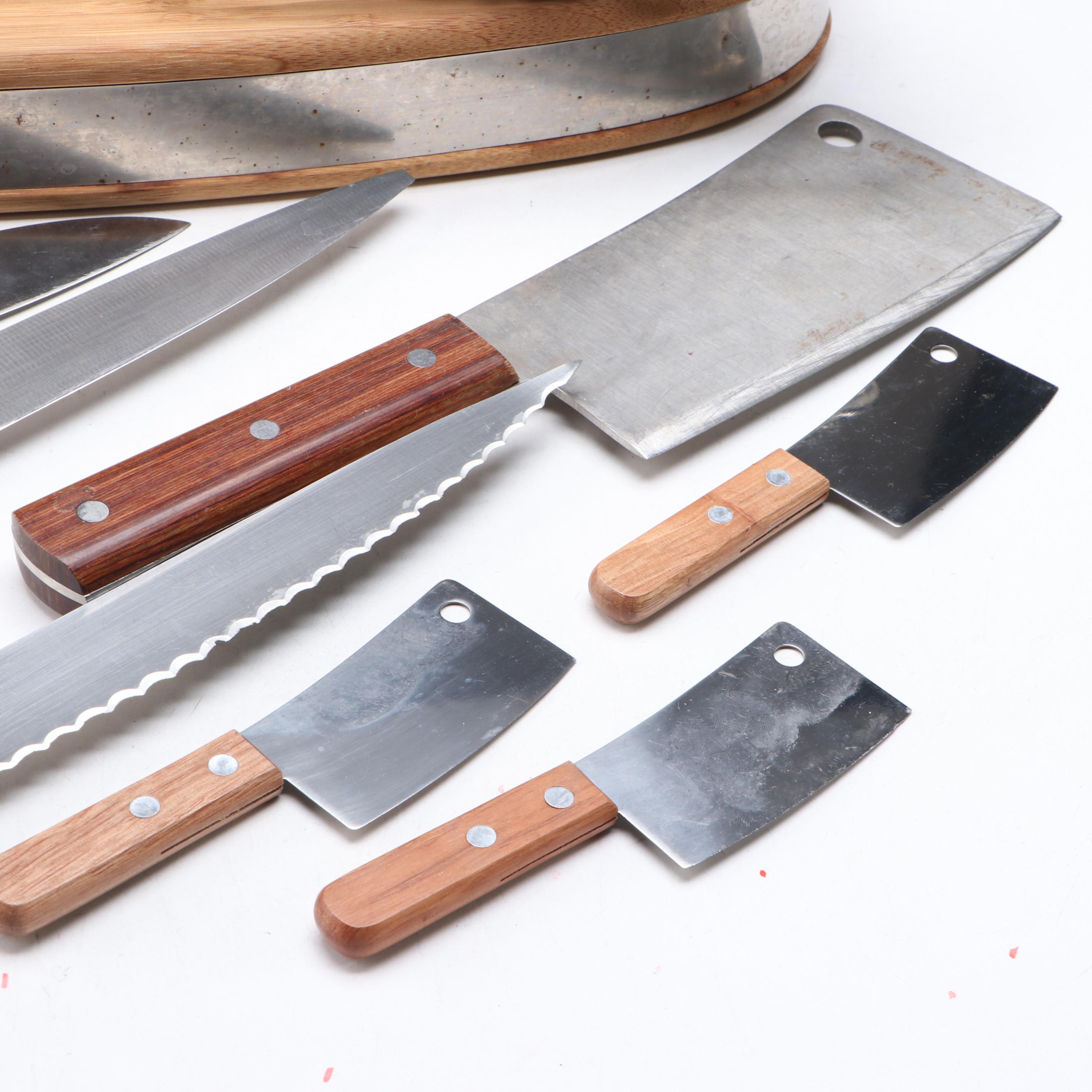 Copco Stainless Steel and Wooden Handled Knives with Cutting Boards and More