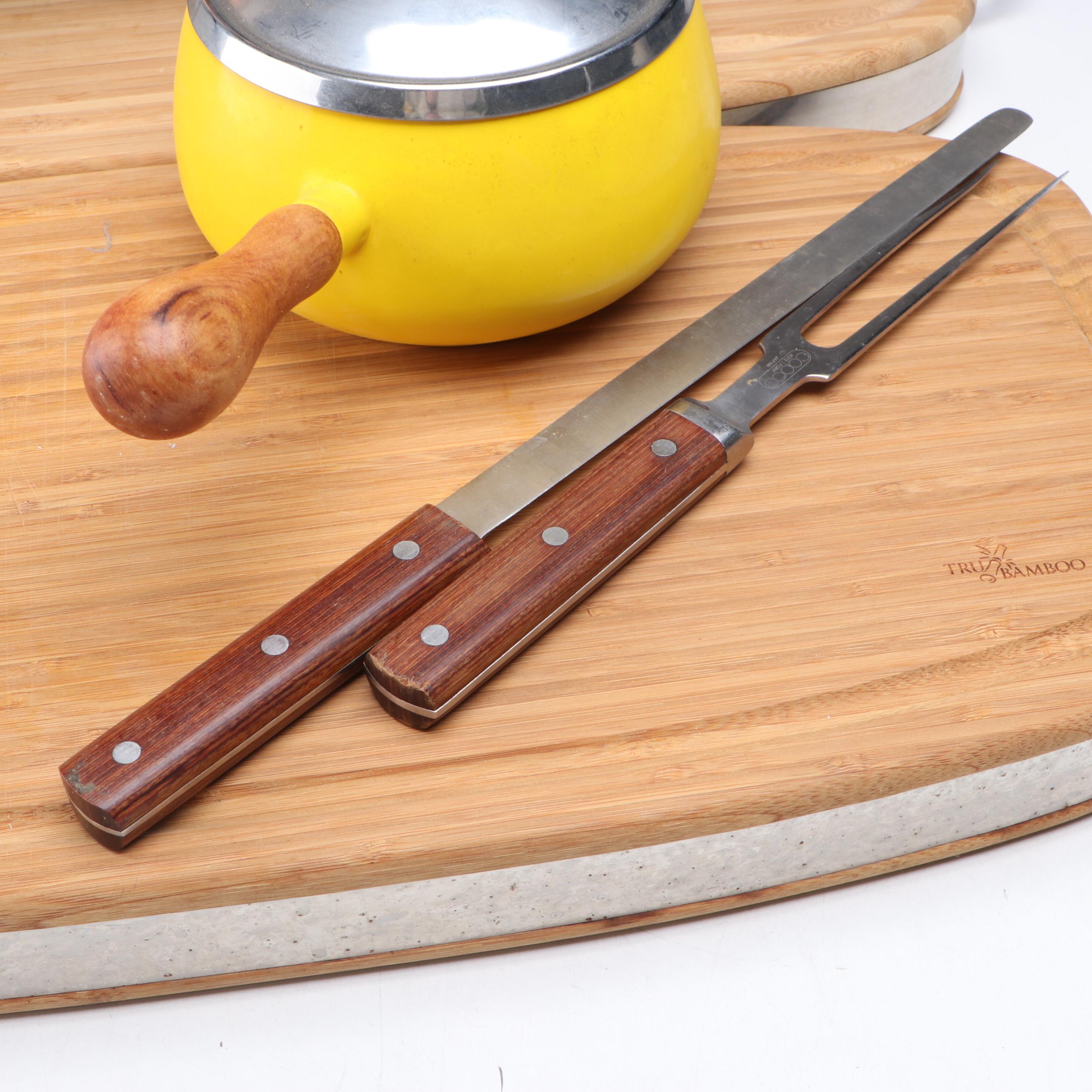 Copco Stainless Steel and Wooden Handled Knives with Cutting Boards and More