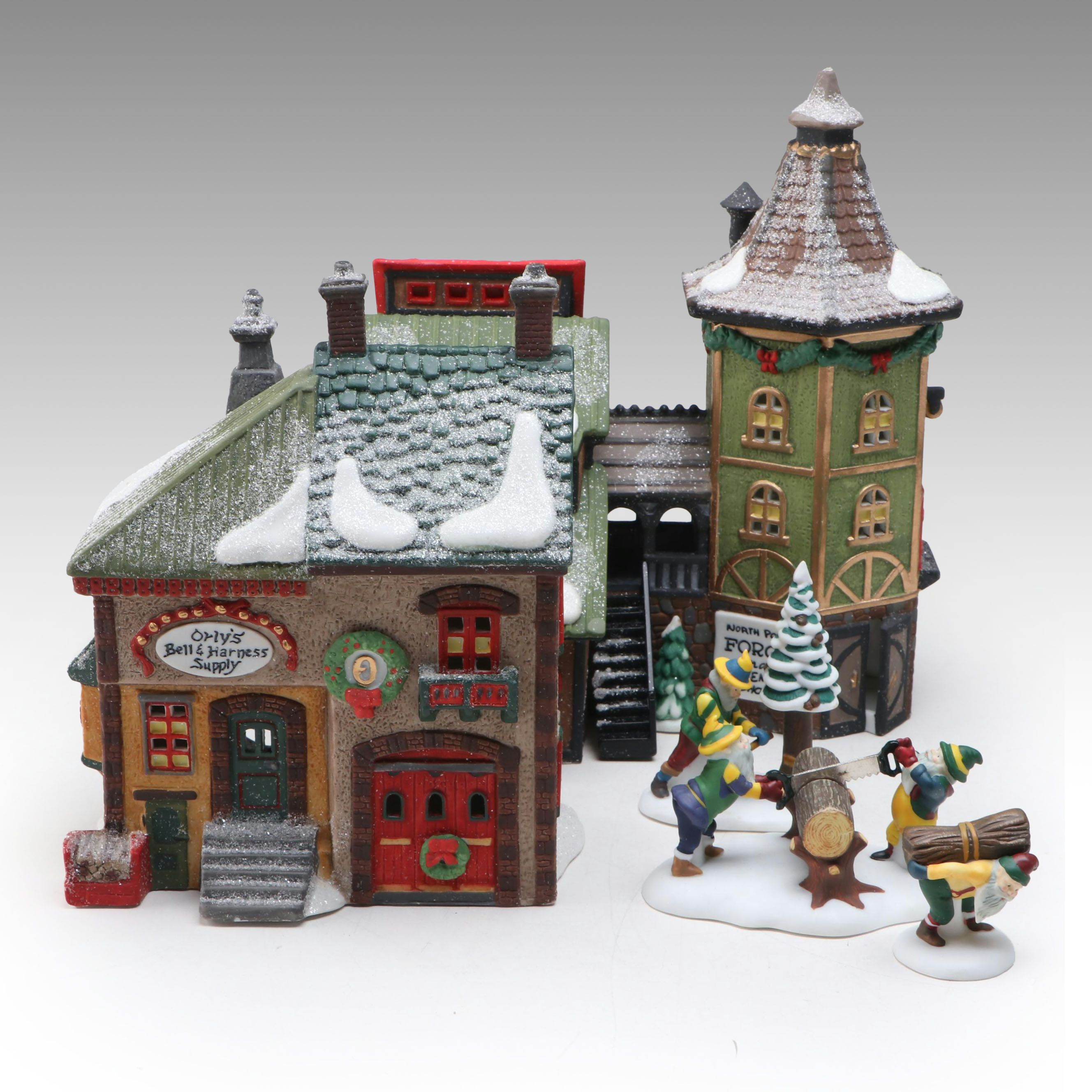Department 56 "Orly's Bell & Harness Supply" with More North Pole Series Sets
