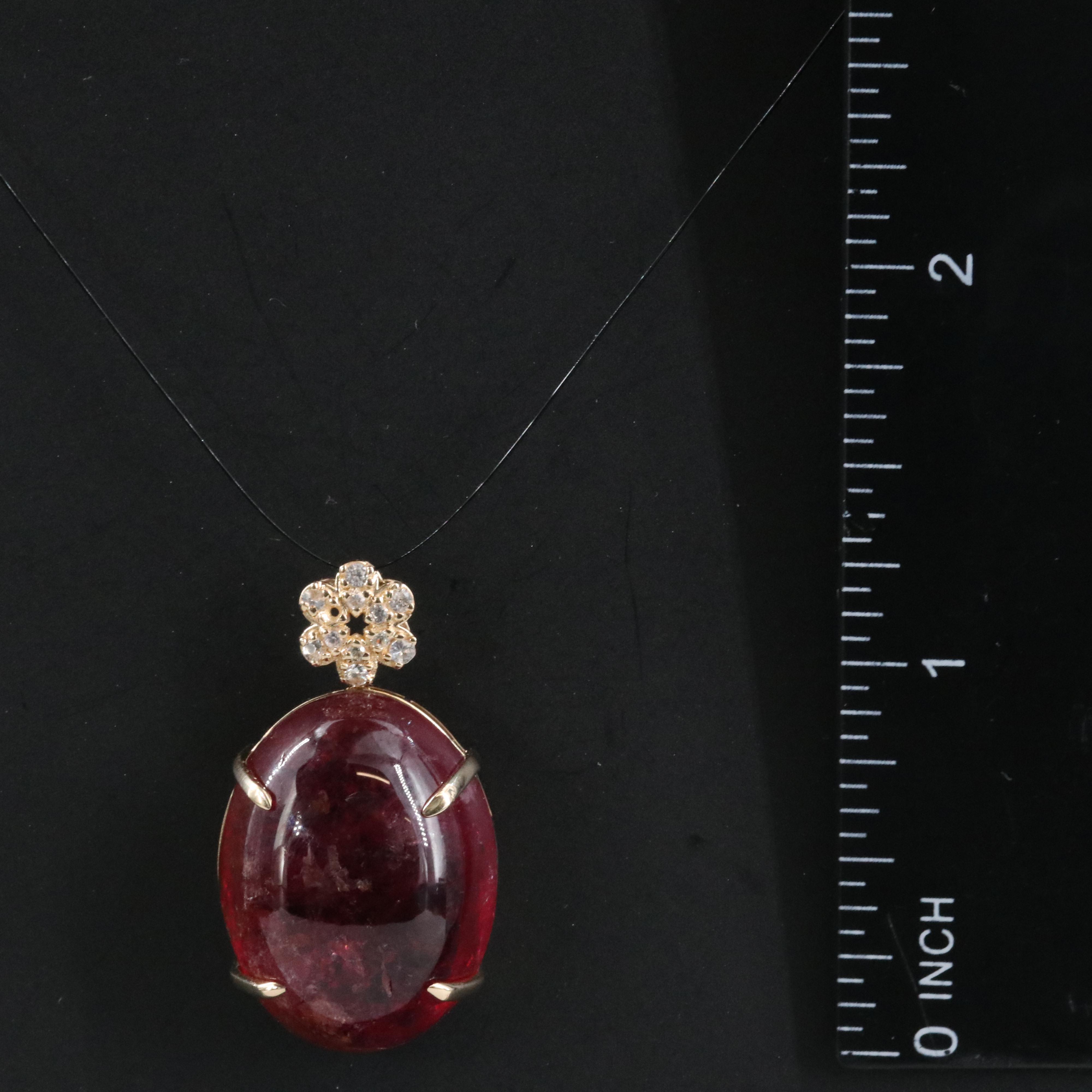 14K 32.93 CT Tourmaline and White Sapphire Pendant