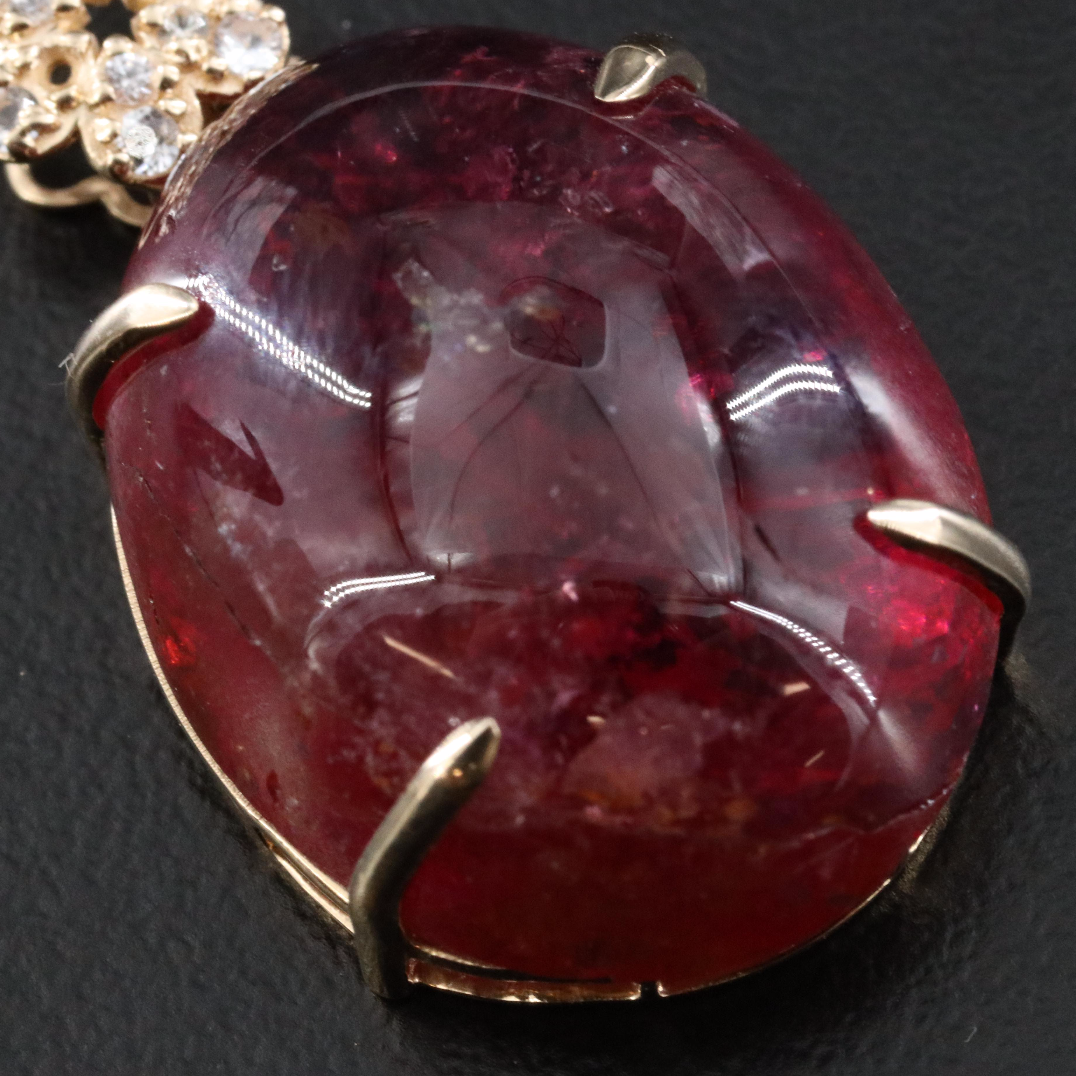 14K 32.93 CT Tourmaline and White Sapphire Pendant