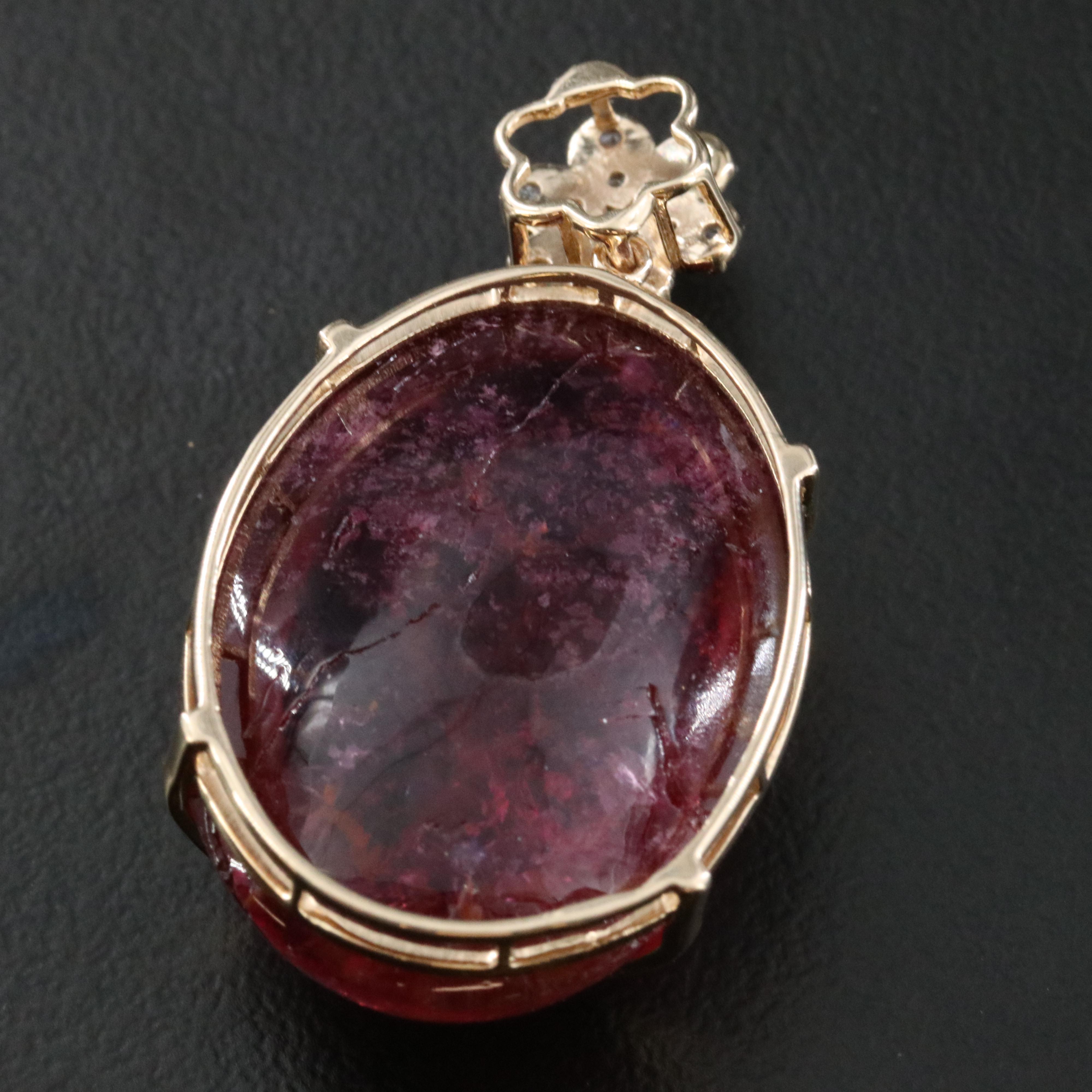 14K 32.93 CT Tourmaline and White Sapphire Pendant
