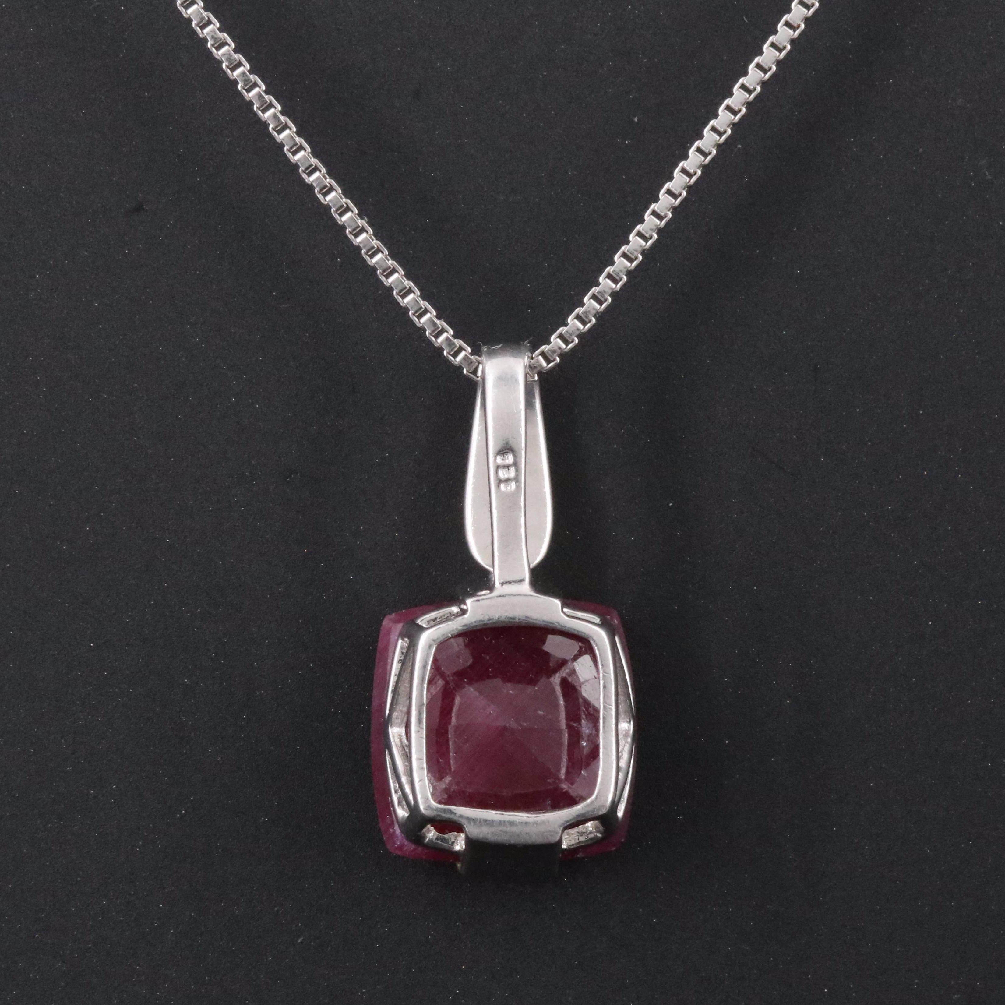 Sterling Ruby and Diamond Pendant Necklace