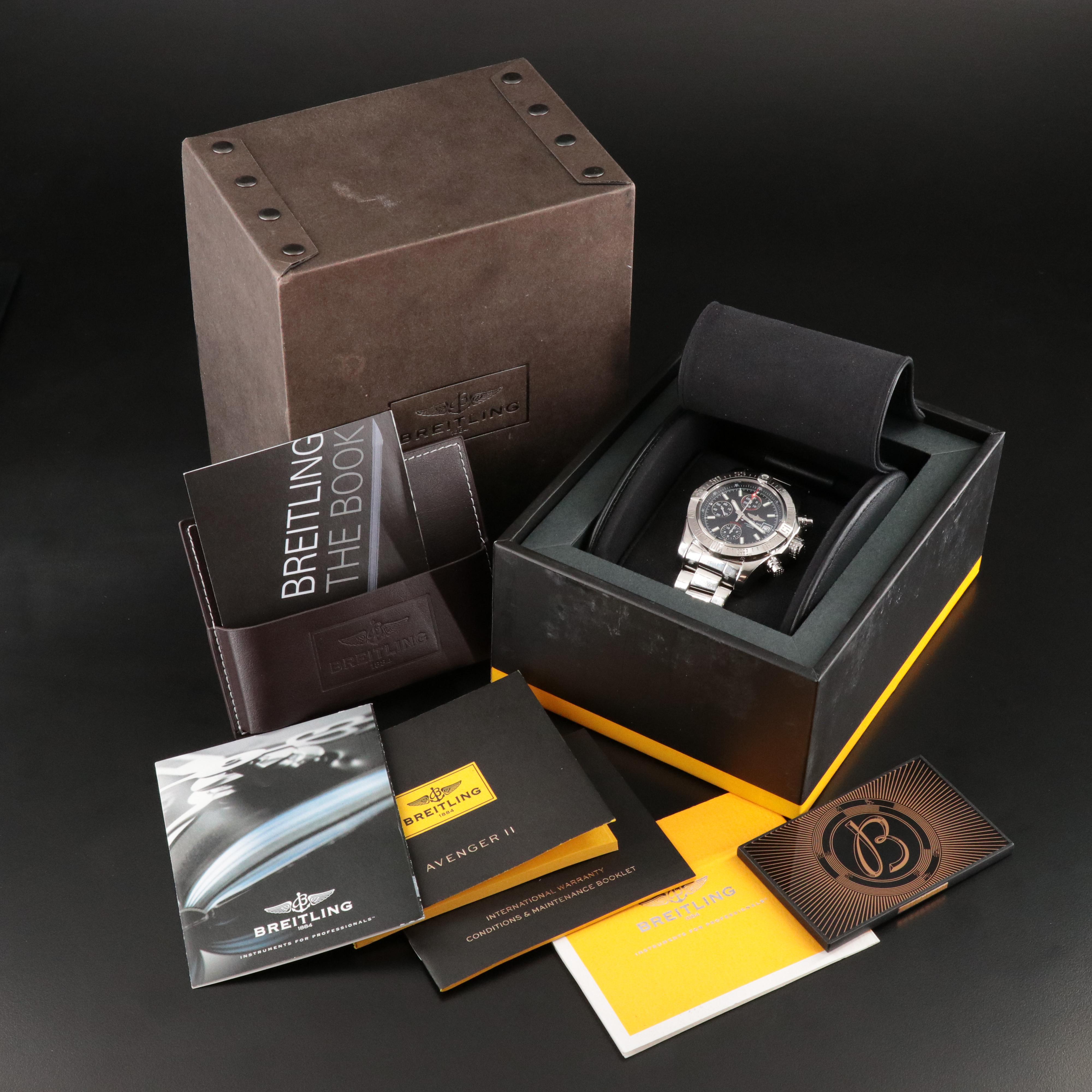 Breitling Avenger II Black Dial Steel Chronograph Automatic Watch A13381