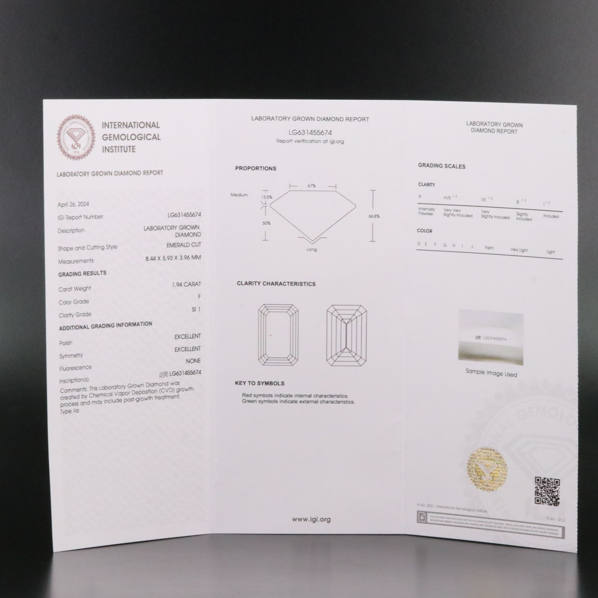 Loose 1.94 CT Lab Grown Diamond with IGI Report