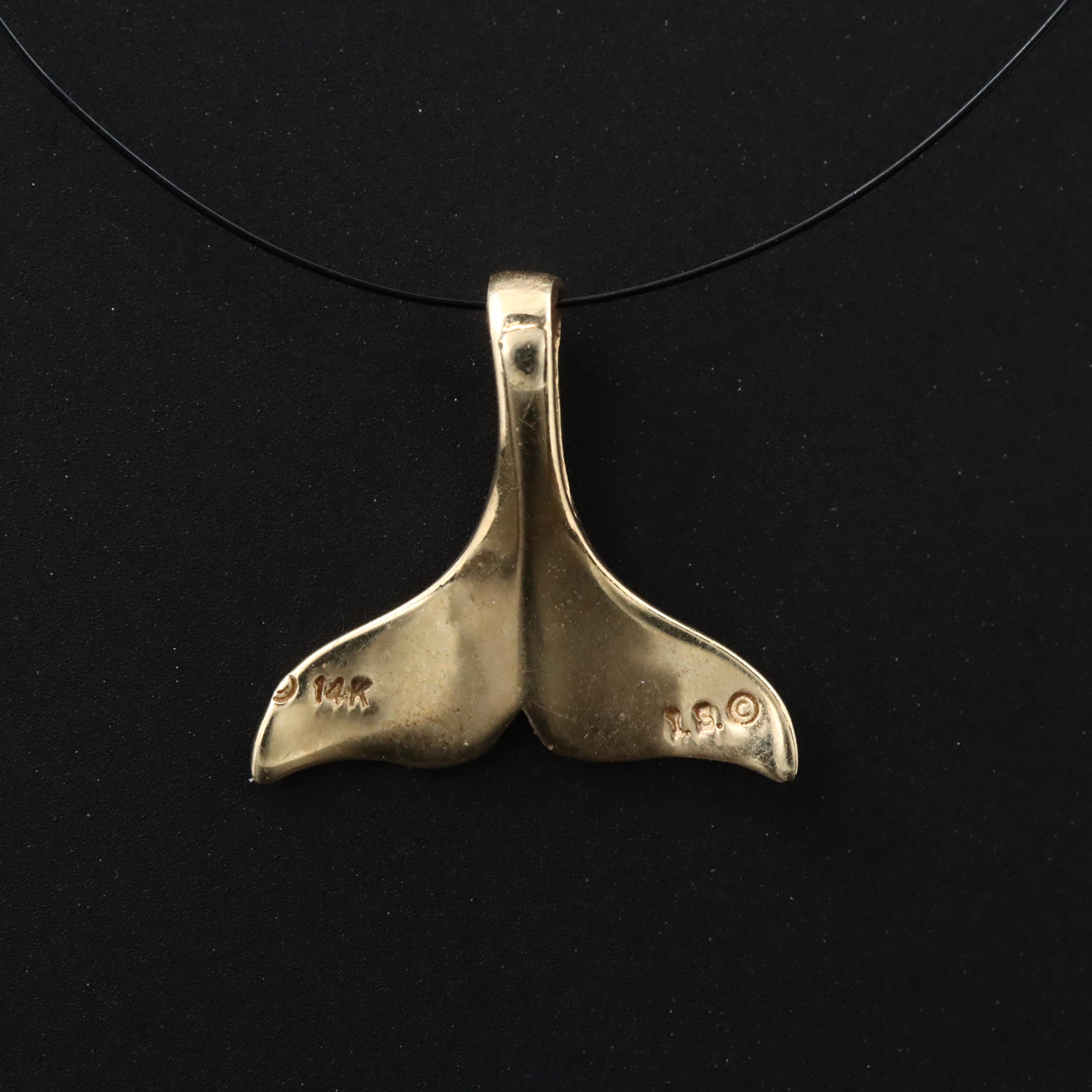 14K Whale Tail Pendant