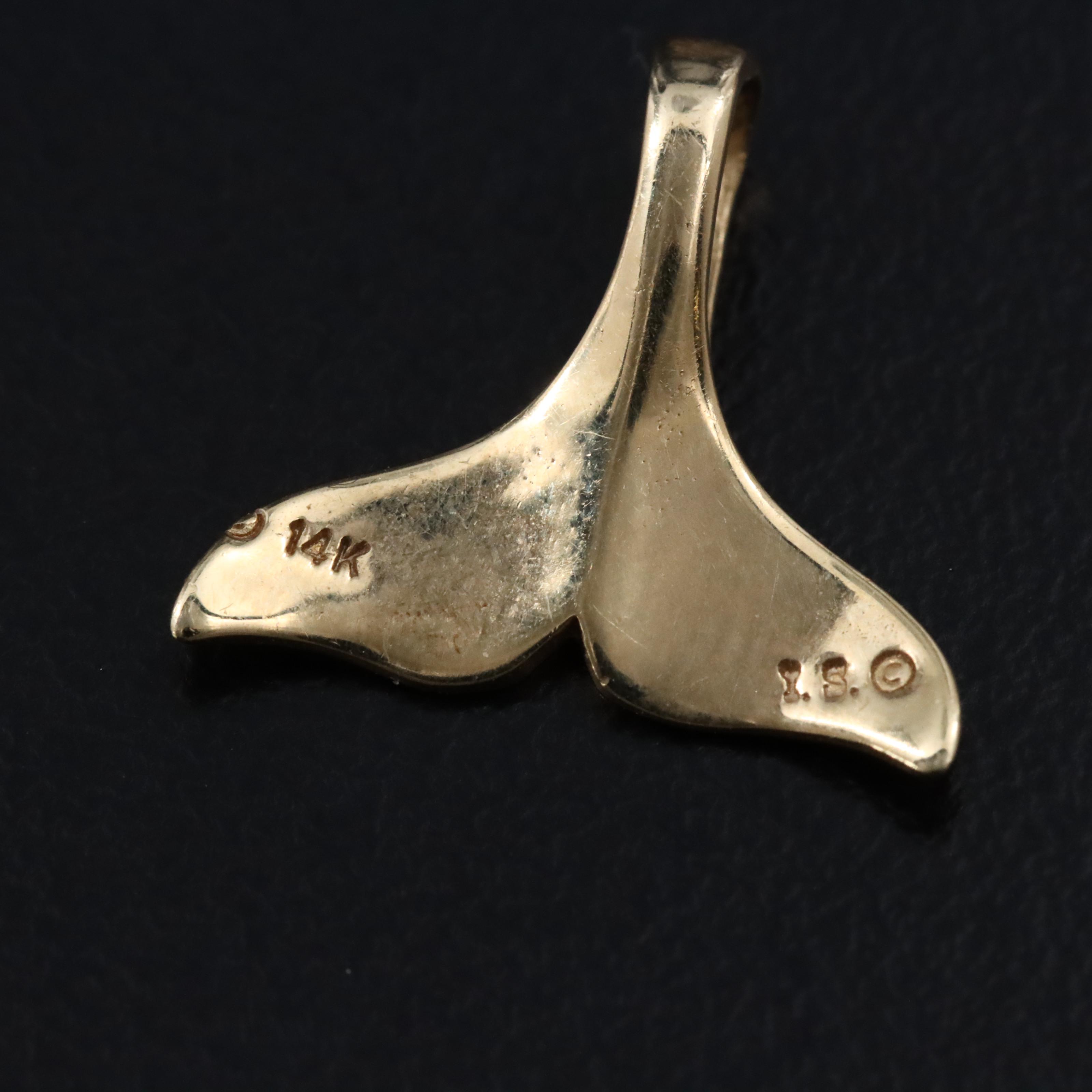 14K Whale Tail Pendant