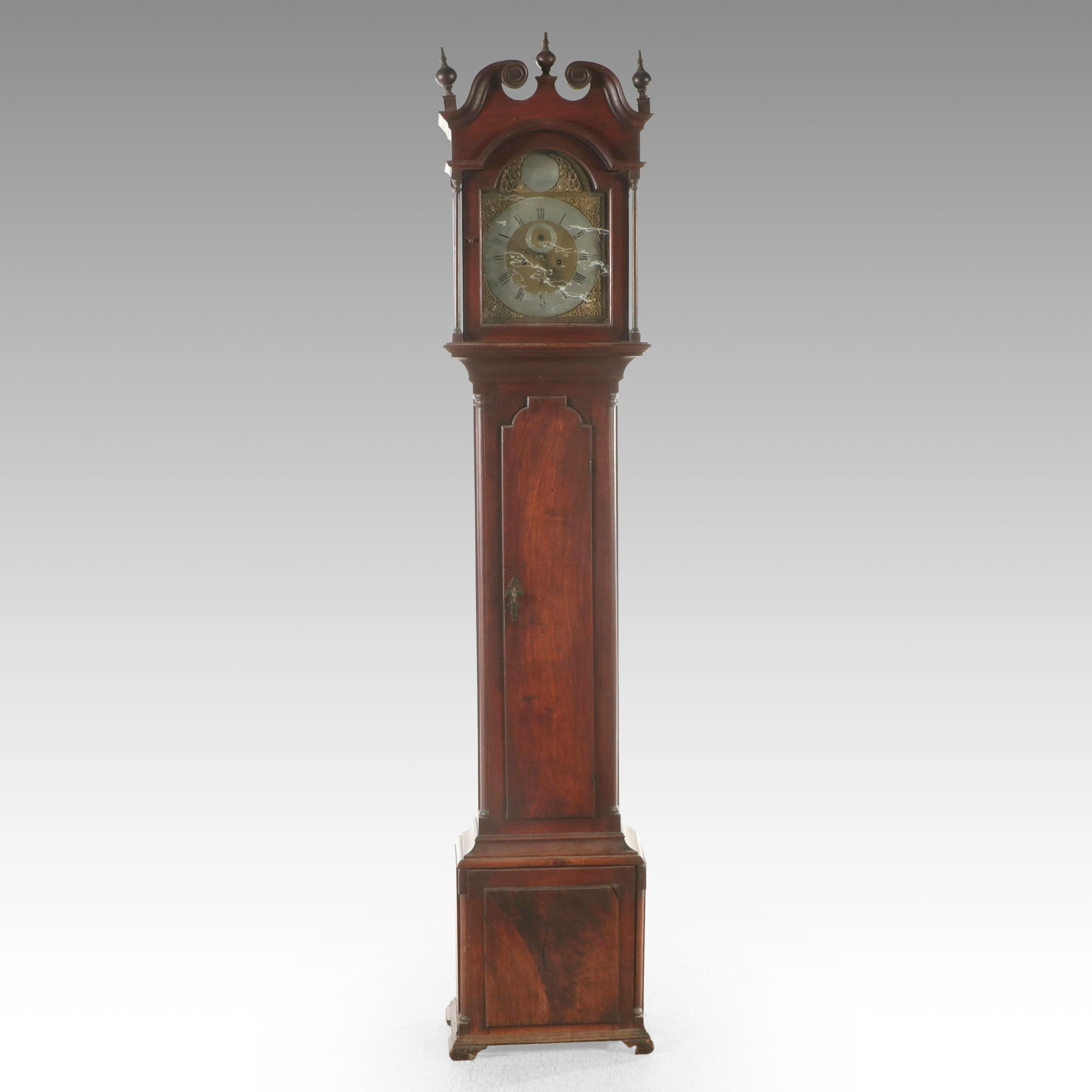 Isaac Brokaw American Chippendale Walnut Long Case Grandfather Clock