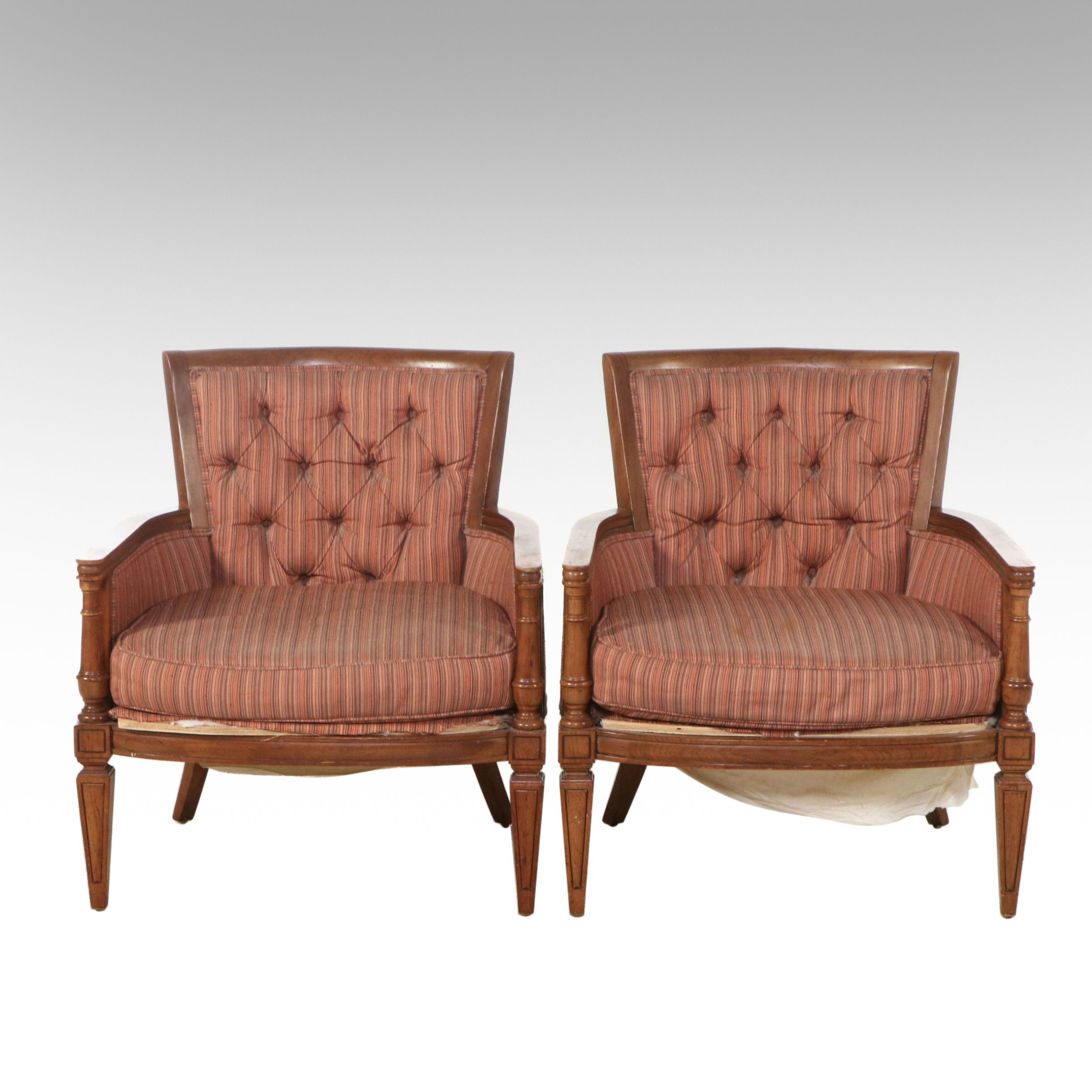 Pair of Directoire Style Upholstered Armchairs
